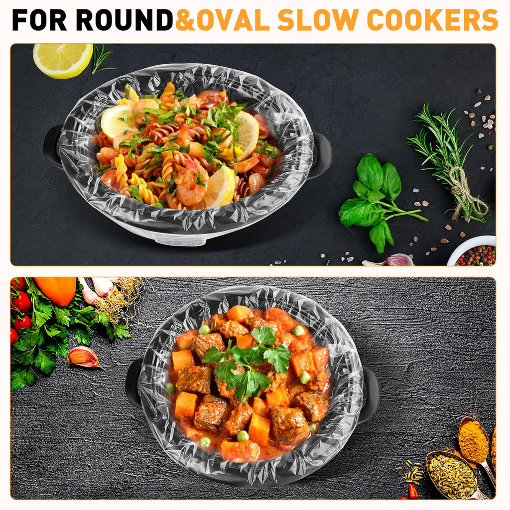 40 Pack Slow Cooker Liners, Large Size 13"x 21" Cooking Bags Disposable Pot Liners, Plastic Slow Cooker Bags Fits 3-8 Quarts, BPA Free, Suitable for Oval & Round Pot