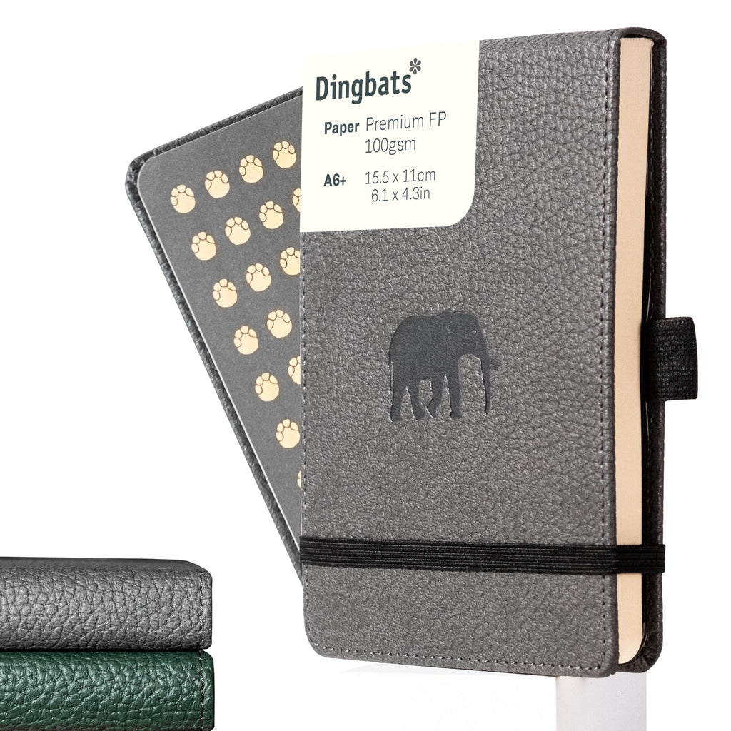 Dingbats* - Wildlife A6 Reporter Lined Small Notebook - PU Leather Hardcover for Work, Travel Journal - Pocket, Elastic Closure, Pen Holder, Bookmark