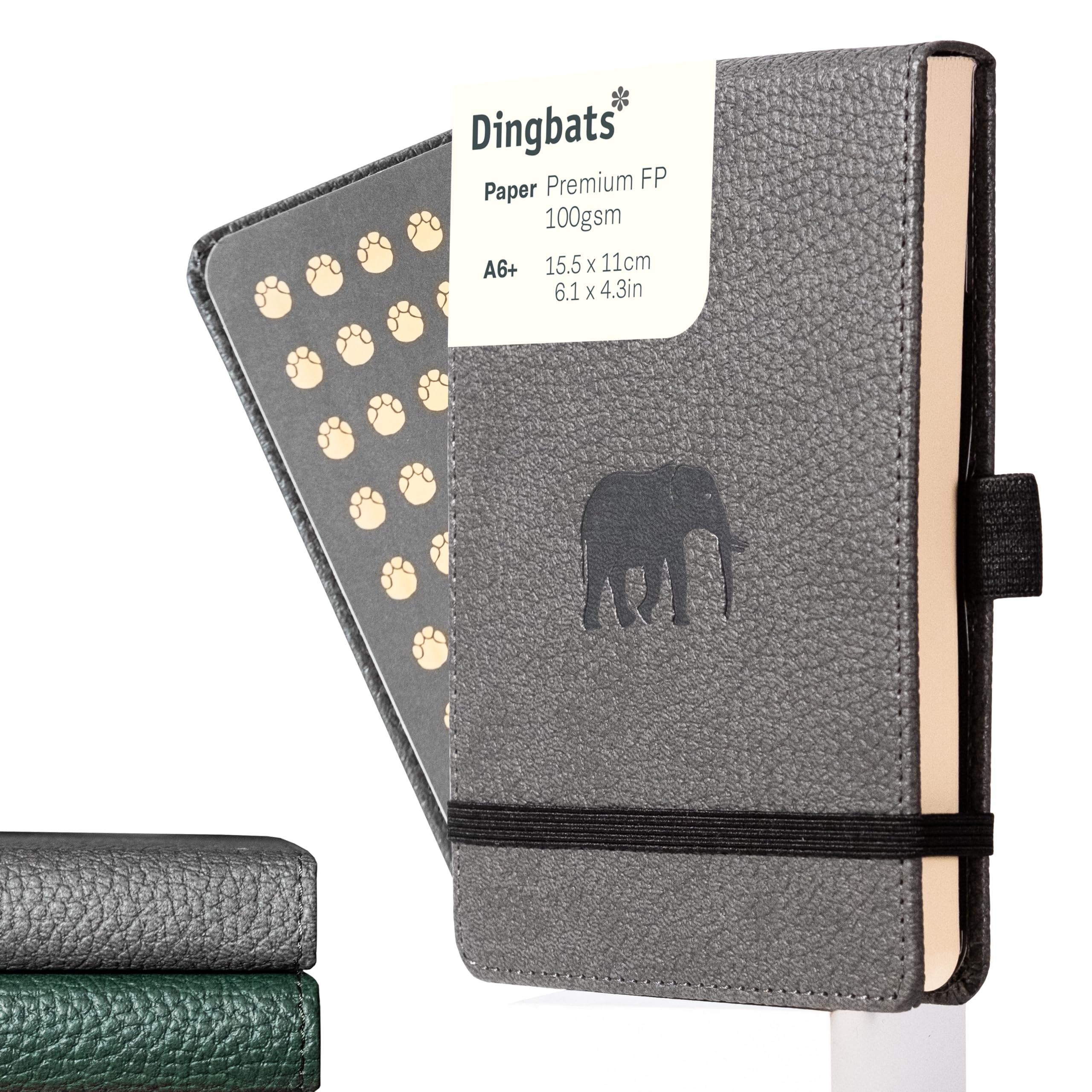 Dingbats* - Wildlife A6 Reporter Lined Small Notebook - PU Leather Hardcover for Work, Travel Journal - Pocket, Elastic Closure, Pen Holder, Bookmark