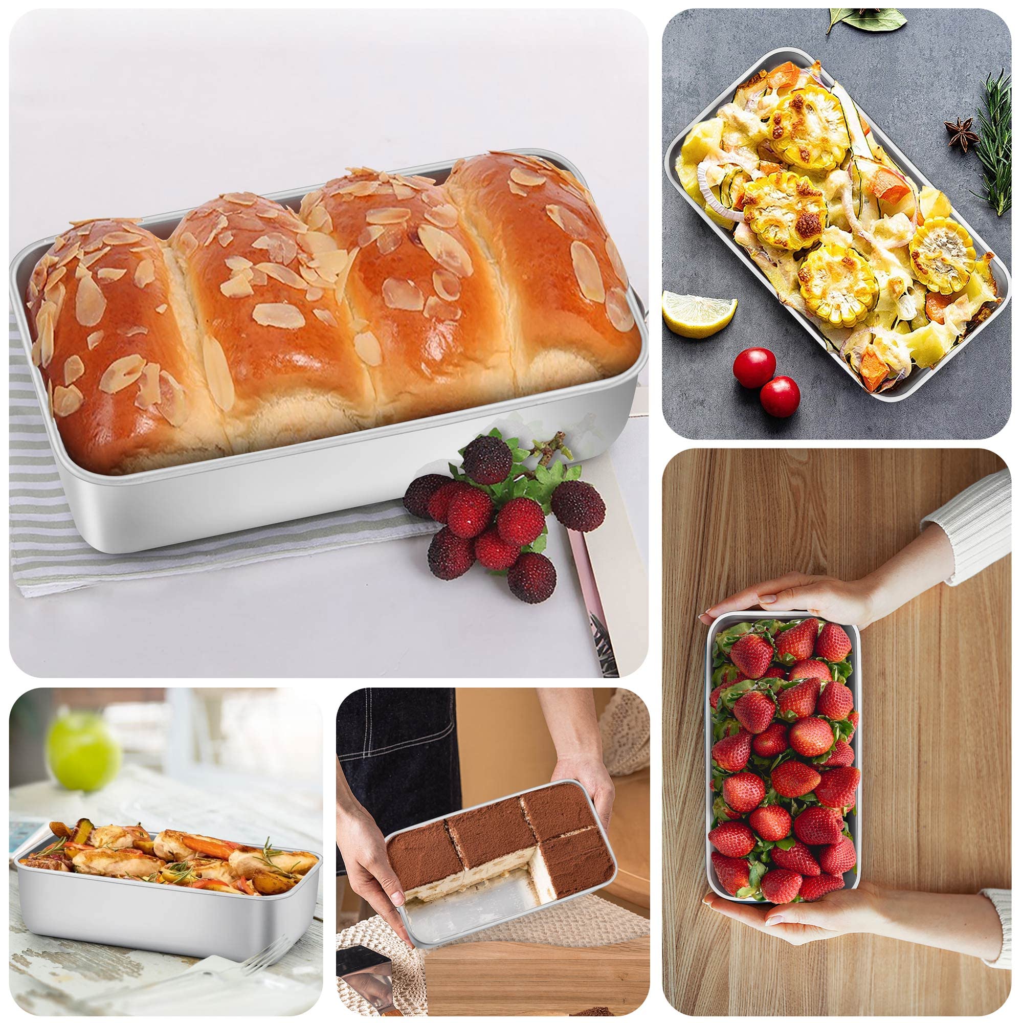LIANYU 4 Pack Loaf Pans for Baking, 9x5 Inch Stainless Steel Bread Pan, Meatloaf Baking Tin for Homemade Banana Bread, Dishwasher Safe