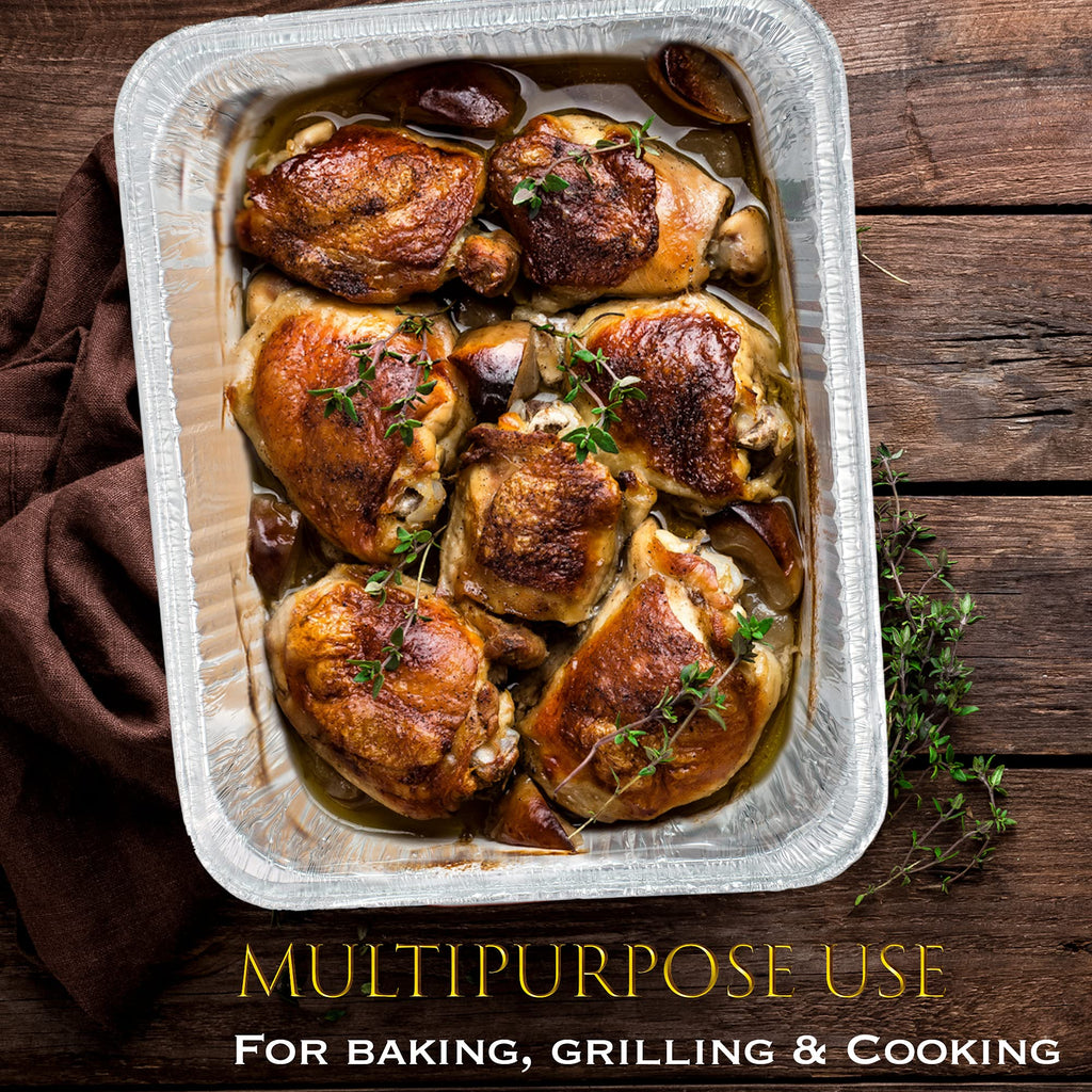 EHOMEA2Z Aluminum Pans Disposable Half Size (10 Pack) – MADE IN USA – 9x13 Heavy Duty Foil Pans, Durable & Recyclable Baking Pans, Eco-Friendly, Lightweight, Great for BBQ, Parties & Catering