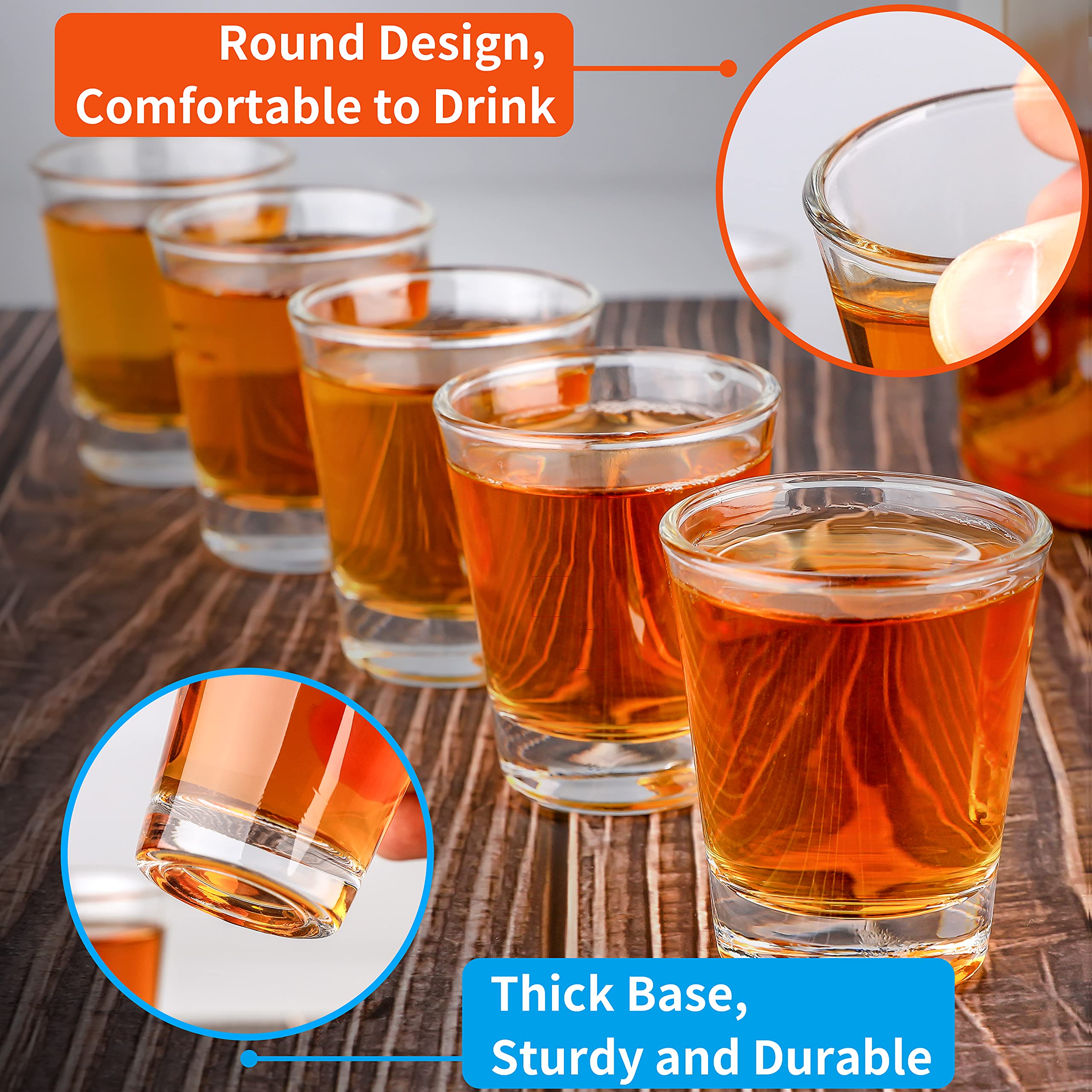 Shot Glass Set of 36 Heavy Base Shot Glass Bulk 2 oz Round 60ml Shot Glasses Set for Espresso, Whiskey, Liqueurs and Tequila