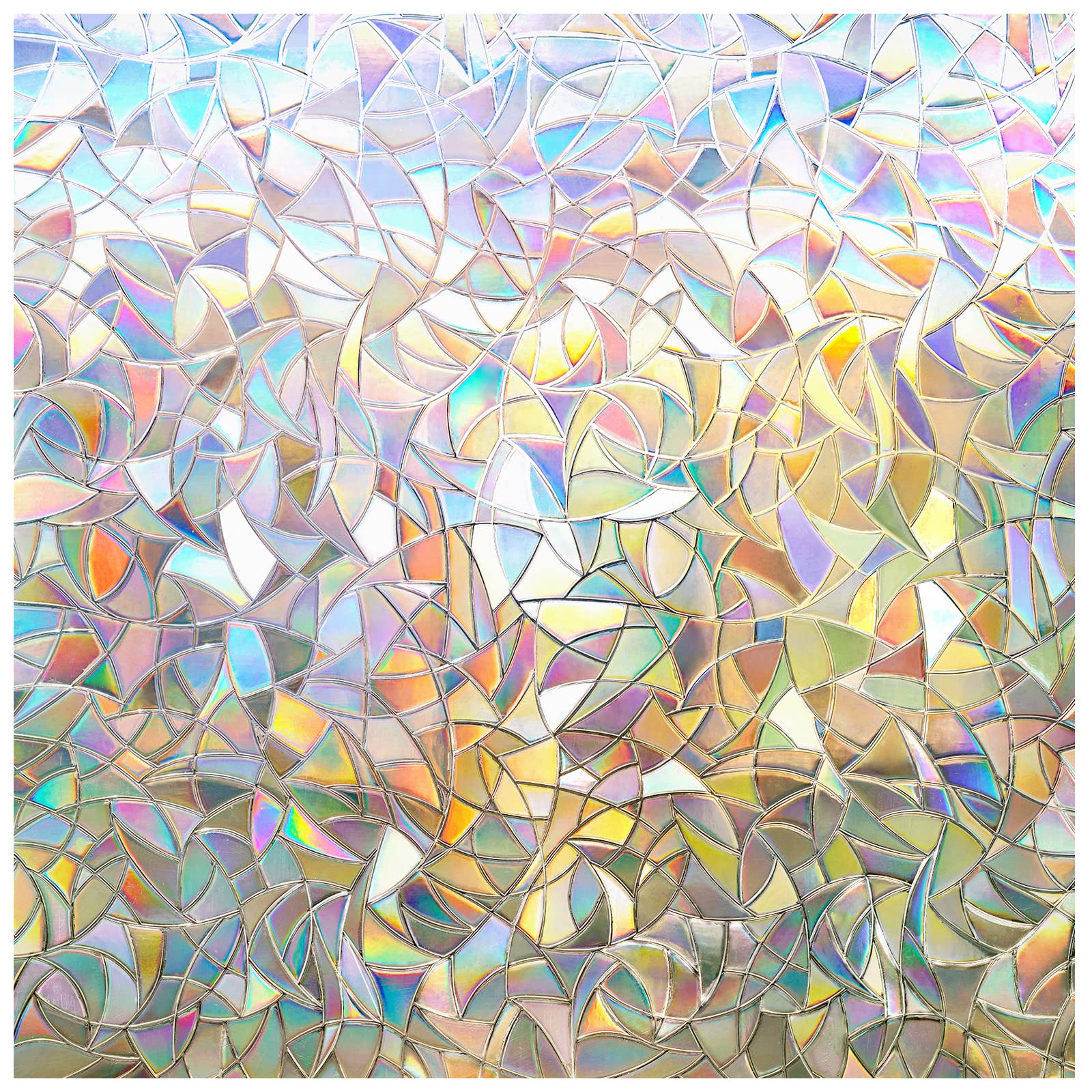 rabbitgoo Rainbow Window Films for Privacy, 3D No Glue Decorative Window Clings, UV Blocking Removable Stained Glass Tint Film, Privacy Glass Stickers for Home Office Door, 44.5X200cm