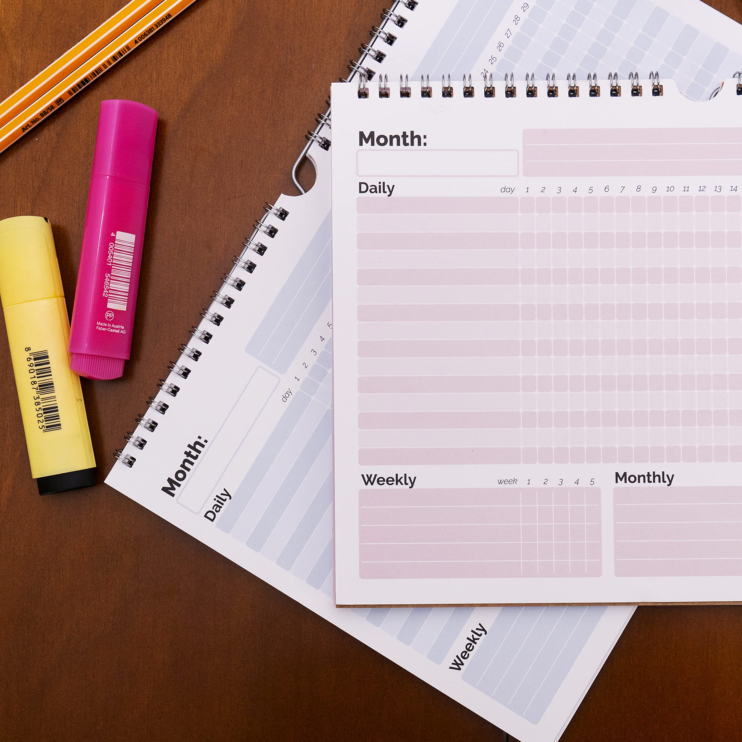 HADIGU Habit Tracker Calendar, (Undated 12 Month) with Spiral Bound and Hanger, A4 size (8.3"x11.7"), Habit Tracker Journal for Daily Weekly and Monthly Habit Tracking.