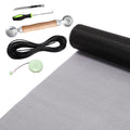 FLYZZZ Screen Door Repair Kit & Window Screen Replacement - 47.2x118inch Fiberglass Mesh with Ergonomic Wooden Roller Tool, 0.14inch Diameter Spline & Measuring Tape (Moustiquaire Rouleau)