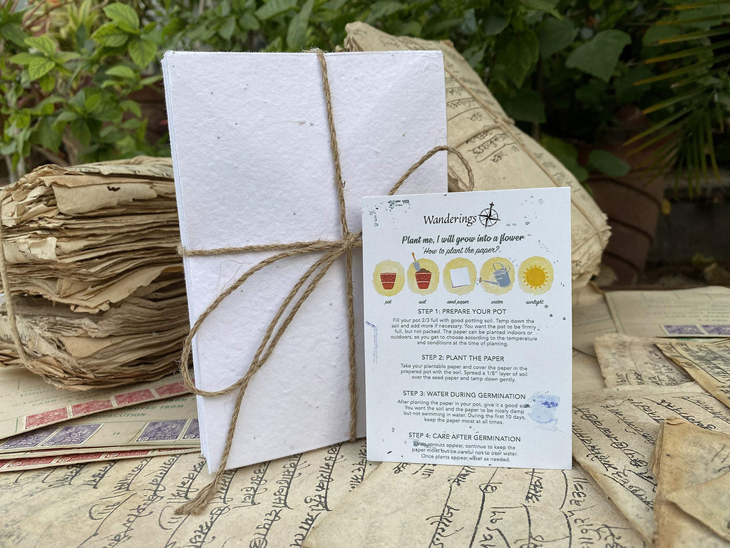 Wanderings Handmade Flower Seed Paper Envelopes – Medium 5.25 x 7.25” / 13 x 18 cm – Pack of 25 – Plantable Wildflower Seed Paper Envelopes for Invitations & Memorials – 250 GSM