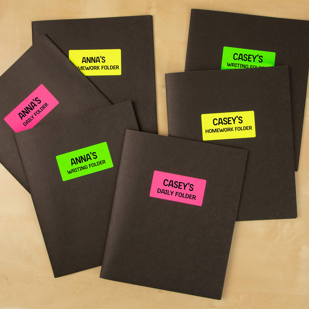 Avery Fluorescent Neon Labels, 4" x 2", Assorted Fluorescent Neon Colours, 150 Labels, Rectangle, Permanent (5973) Made in Canada
