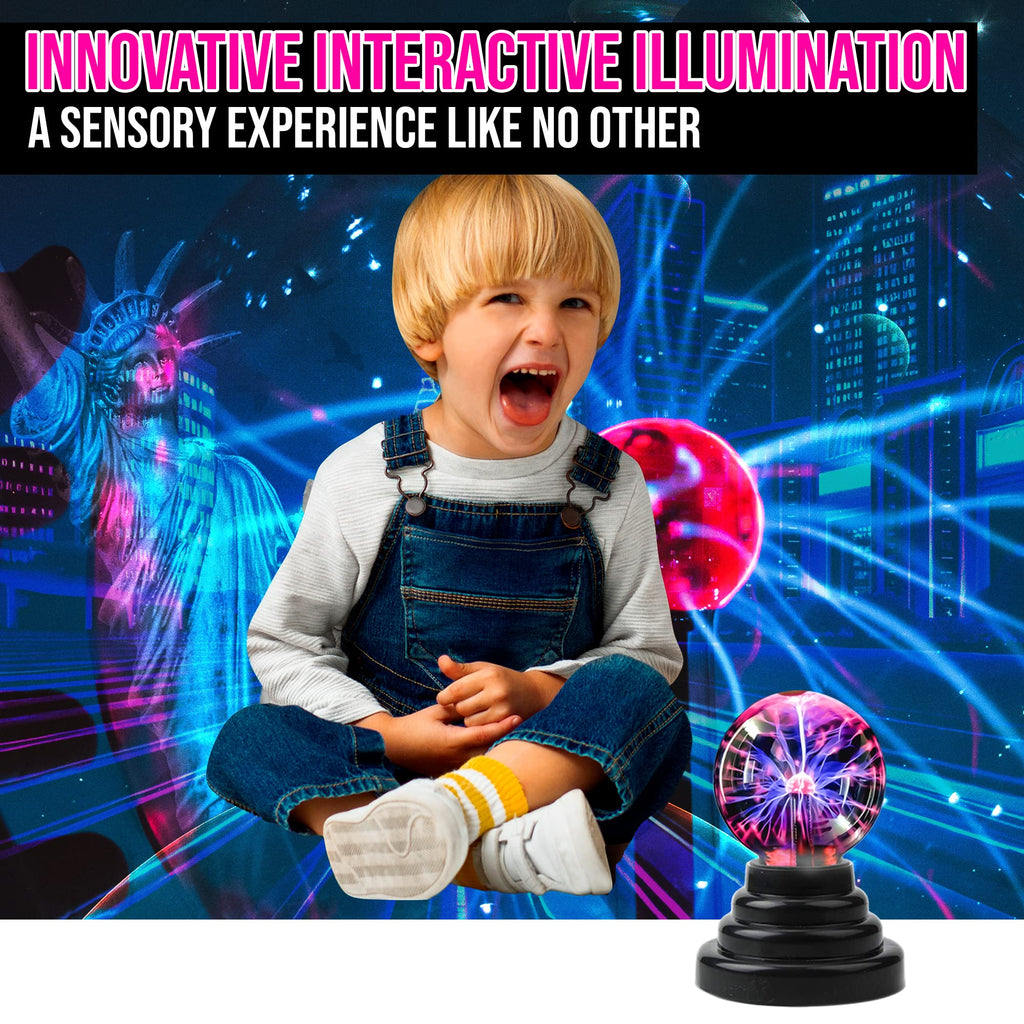 Brewish Plasma Ball Lamp 3 inch Touch Sensitive Novelty Nebula Sphere Globe – USB & Battery Powered Magical Orb Toy Gift for Kids, Men & Women for Birthday, Christmas, Party Celebrations