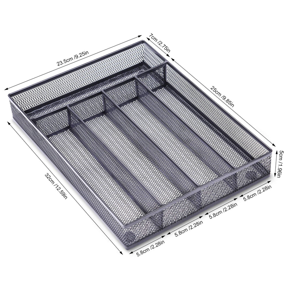 Office Drawer Organizer, 5 Compartments Desk Drawer Organizer Tray for Storage Office Supplies, Art Supplies, Stationery, Black