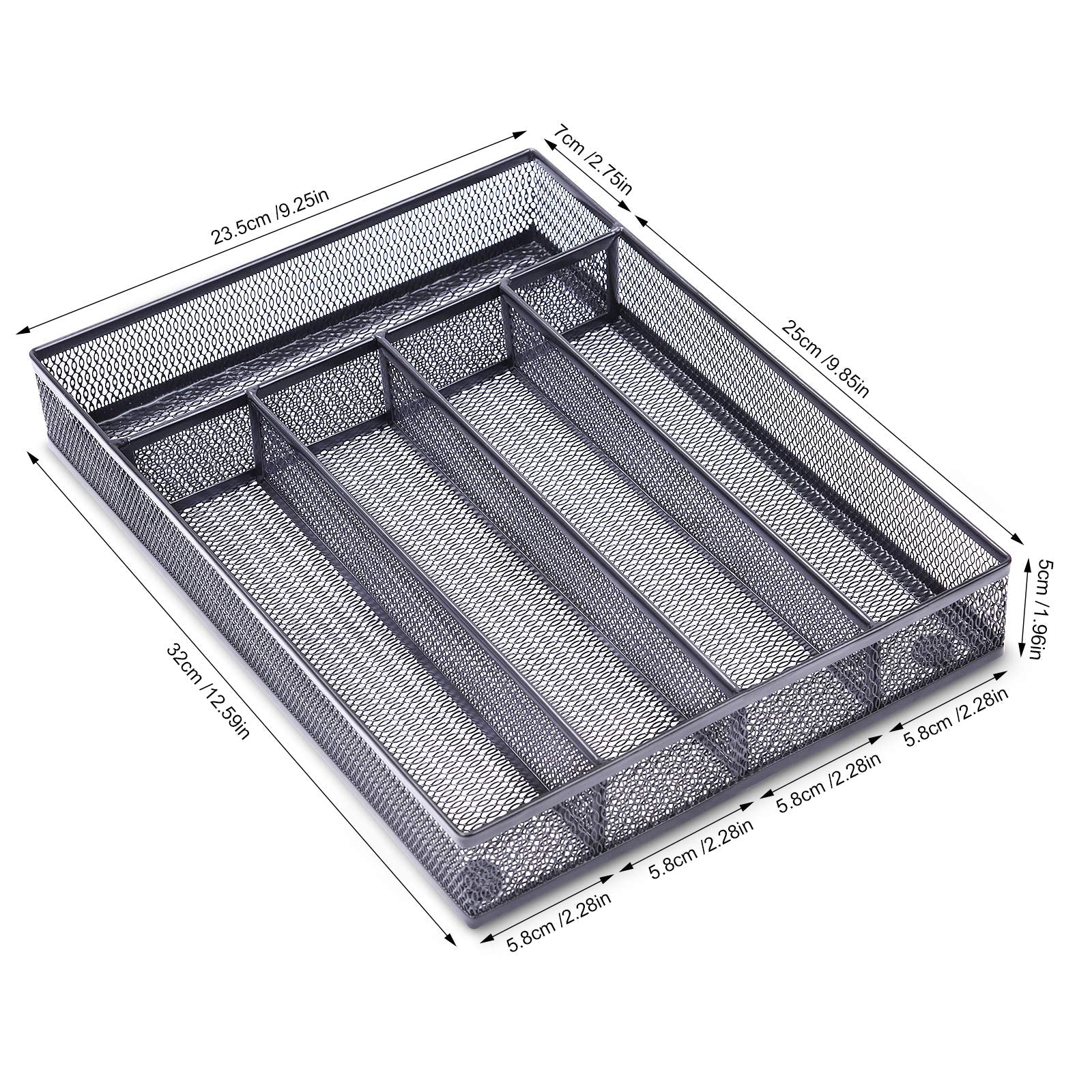 Office Drawer Organizer, 5 Compartments Desk Drawer Organizer Tray for Storage Office Supplies, Art Supplies, Stationery, Black