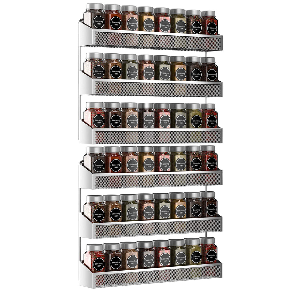 Auledio 2 Pack Spice Rack Organizer, 3 Tier Counter-top Stand or Wall Mounted Storage Rack Hanging Shelf for Kitchen Cabinet, Cupboard, Pantry Door or Bathroom Shower Cosmetic - Chrome