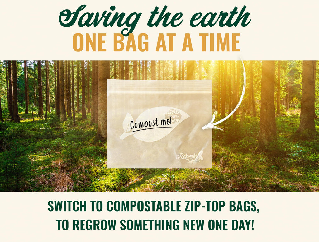 Refresh Packaging 100% Certified Small Size Zipper Locking Bags - 2 Boxes of 50 Compostable Bags Perfect as a Freezer Bags per Box, And Storage Bag - Small Size - 100 bags Total