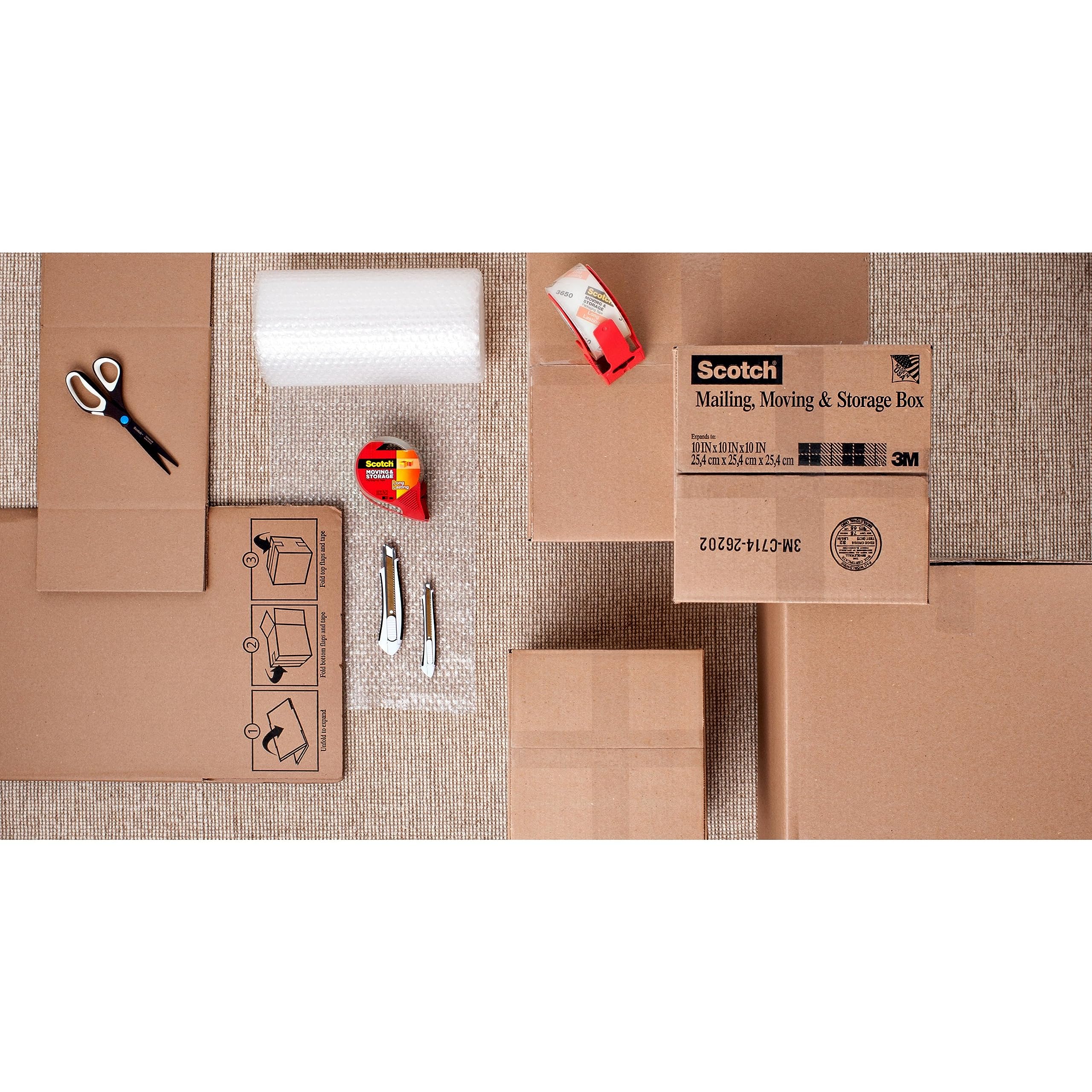 Scotch Long Lasting Shipping, Packing, and Storage Tape, 48 mm x 50 m, 4 -Pack
