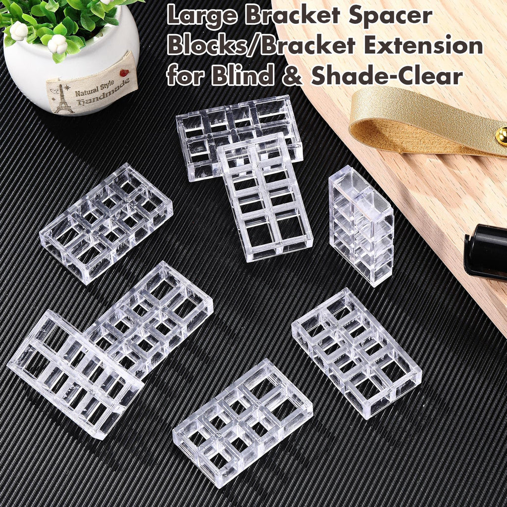 Innconee 8 Pcs Bracket Spacer Blocks Curtain Spacers for Drapes Extension Clear Plastic Brackets for Blinds and Shades Spacer Block Bracket Extension for Home Office Window