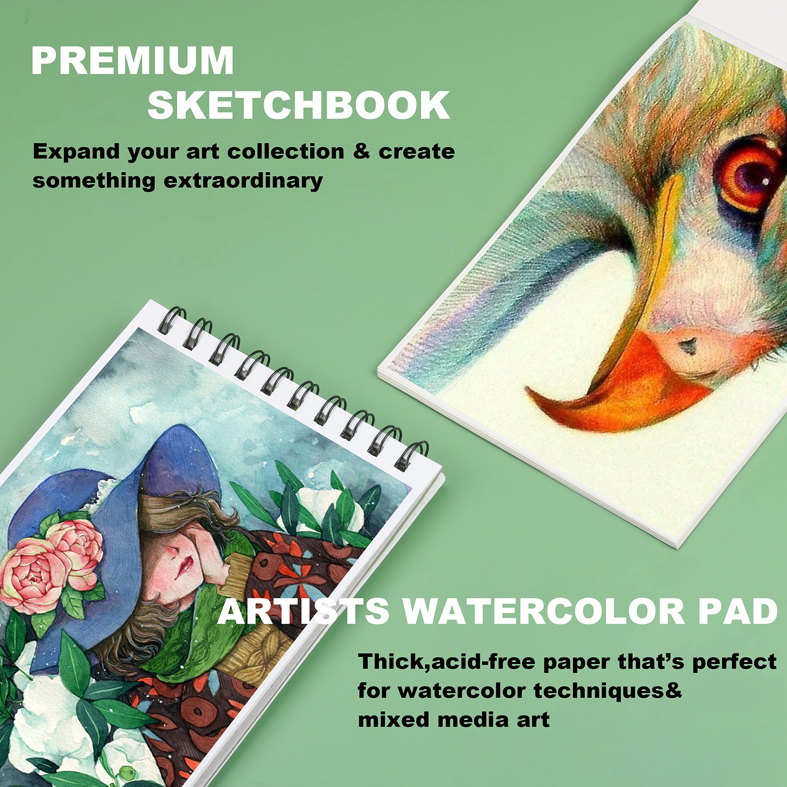 Kalour 76 Drawing Sketching Kit Set - Pro Art Supplies with Sketchbook & Watercolor Paper - Include Watercolor,Graphite,Colored,Metallic,Pastel,Charcoal Pencil - for Artists Beginners Adults Teens