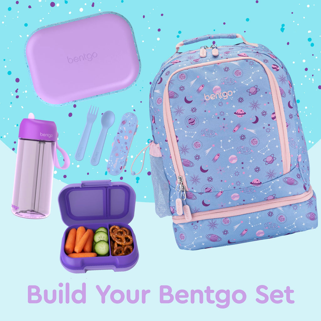 Bentgo® Kids Chill Lunch Box - Confetti Designed Leak-Proof Bento Box & Removable Ice Pack - 4 Compartments, Microwave & Dishwasher Safe, Patented, 2-Year Warranty (Confetti Edition - Vivid Orchid)