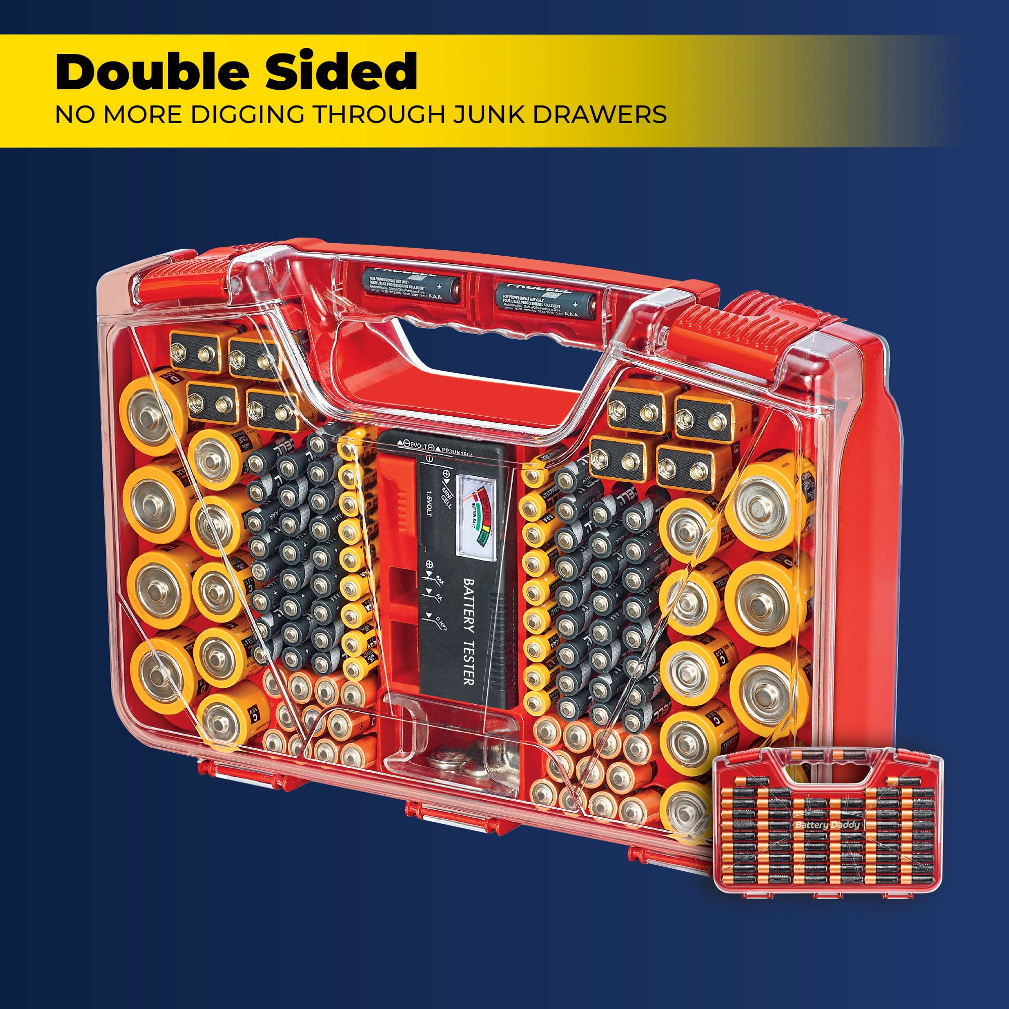 Ontel Battery Daddy 180 Battery Organizer and Storage Case with Tester, 1 Count, As Seen on TV