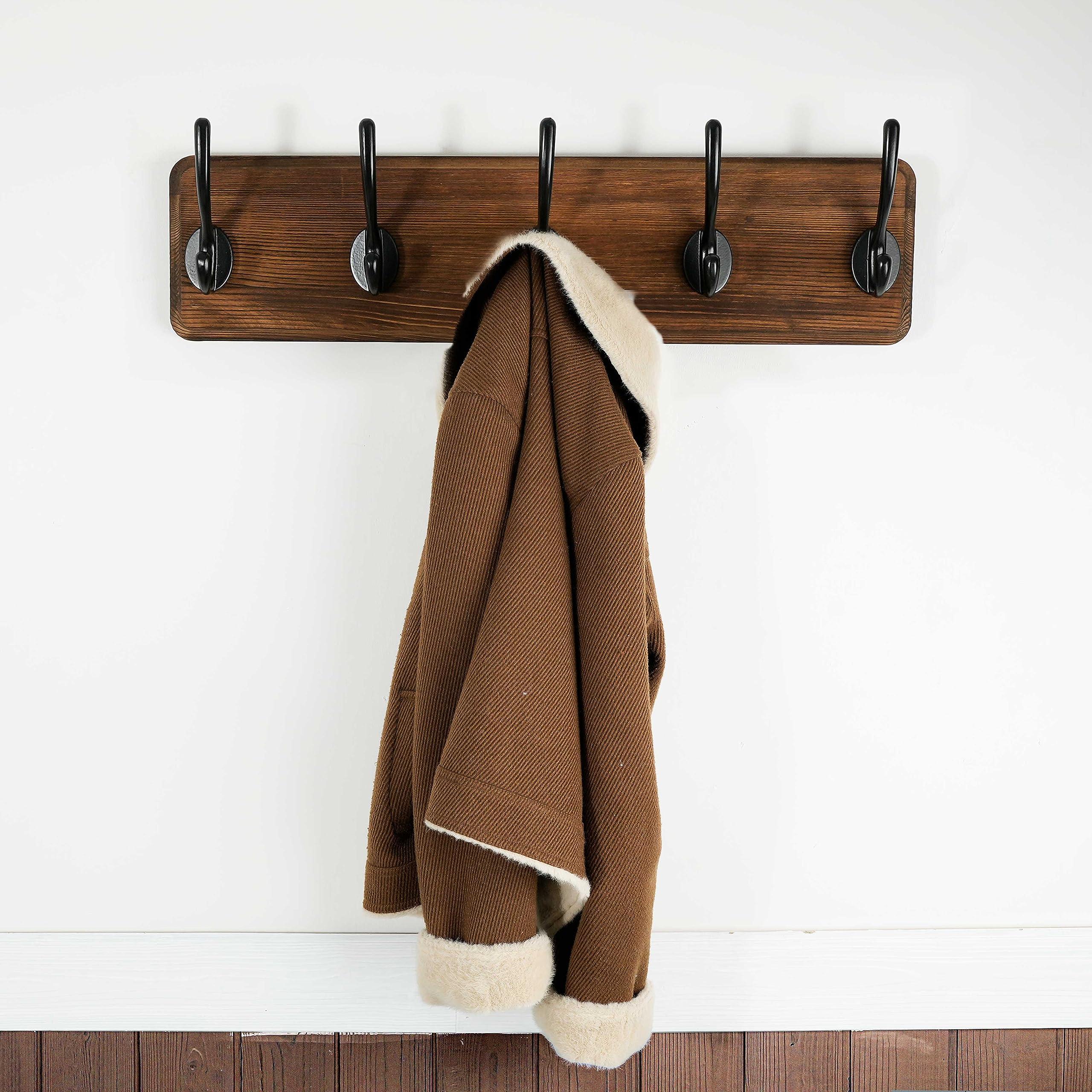 WEBI Coat Rack Wall Mount,Coat Hooks Wall Mounted,16’’ Hole to Hole,Coat Hanger Wall,Hook Rack Rail,5 Hooks for Hanging Coats,Hats,Jacket,Clothes