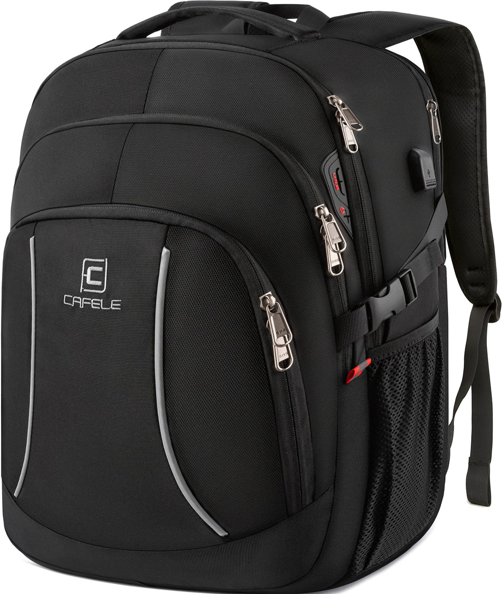 Backpack,17.3 inch Laptop Backpack,Large Bookbag Computer Rucksack with USB Charging Port,Water Resistant Sturdy Backpack for Business College School Travel,Men Women Casual Daypack,Black
