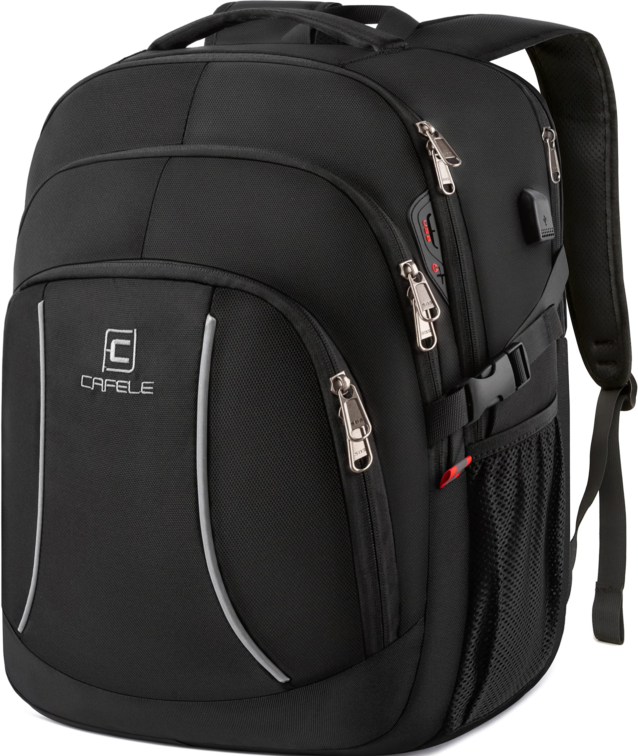 Backpack,17.3 inch Laptop Backpack,Large Bookbag Computer Rucksack with USB Charging Port,Water Resistant Sturdy Backpack for Business College School Travel,Men Women Casual Daypack,Black