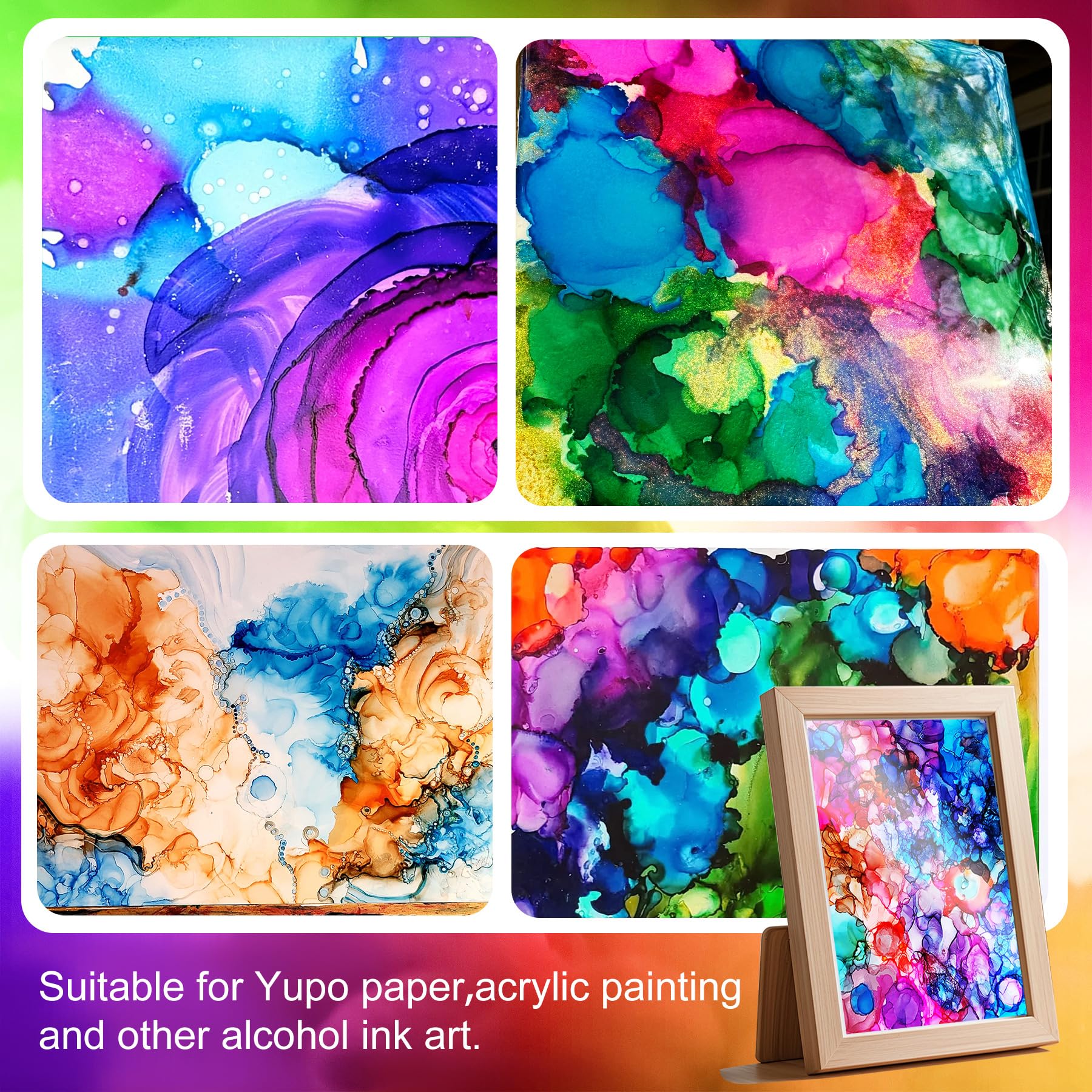 Alcohol Ink Set - 24 Vibrant Colors for Resin Art, Petri Dish Making, Epoxy Painting - Concentrated Alcohol-Based Paint Color Dye for Tumbler Making - 24 x 10ml/.35oz