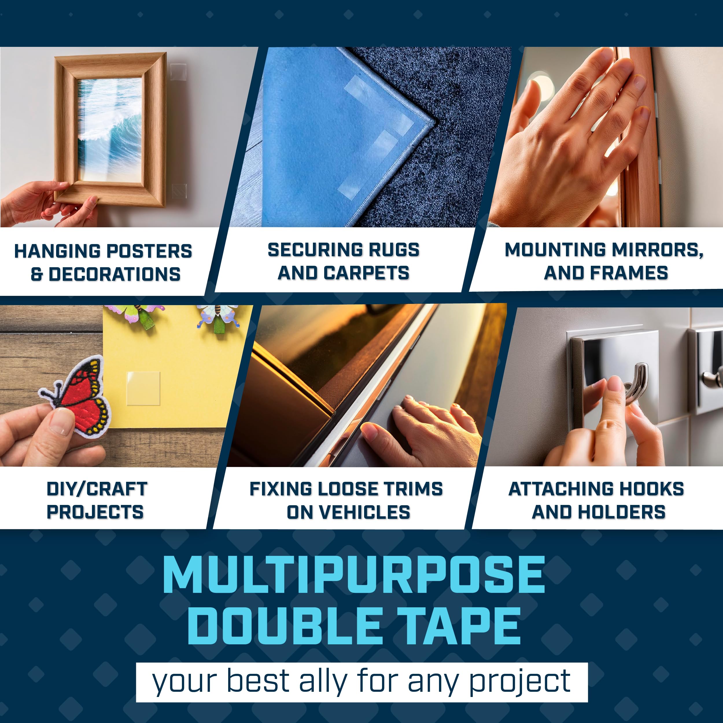 Lockport Double Sided Tape Heavy Duty – 4 Pack - 1 inch x 10 Ft,Nano Double Sided Adhesive Mounting Tape,Washable Clear Gel Wall Sticky Strips, Traceless for Wood, Tile, Plastic,Metal Surfaces