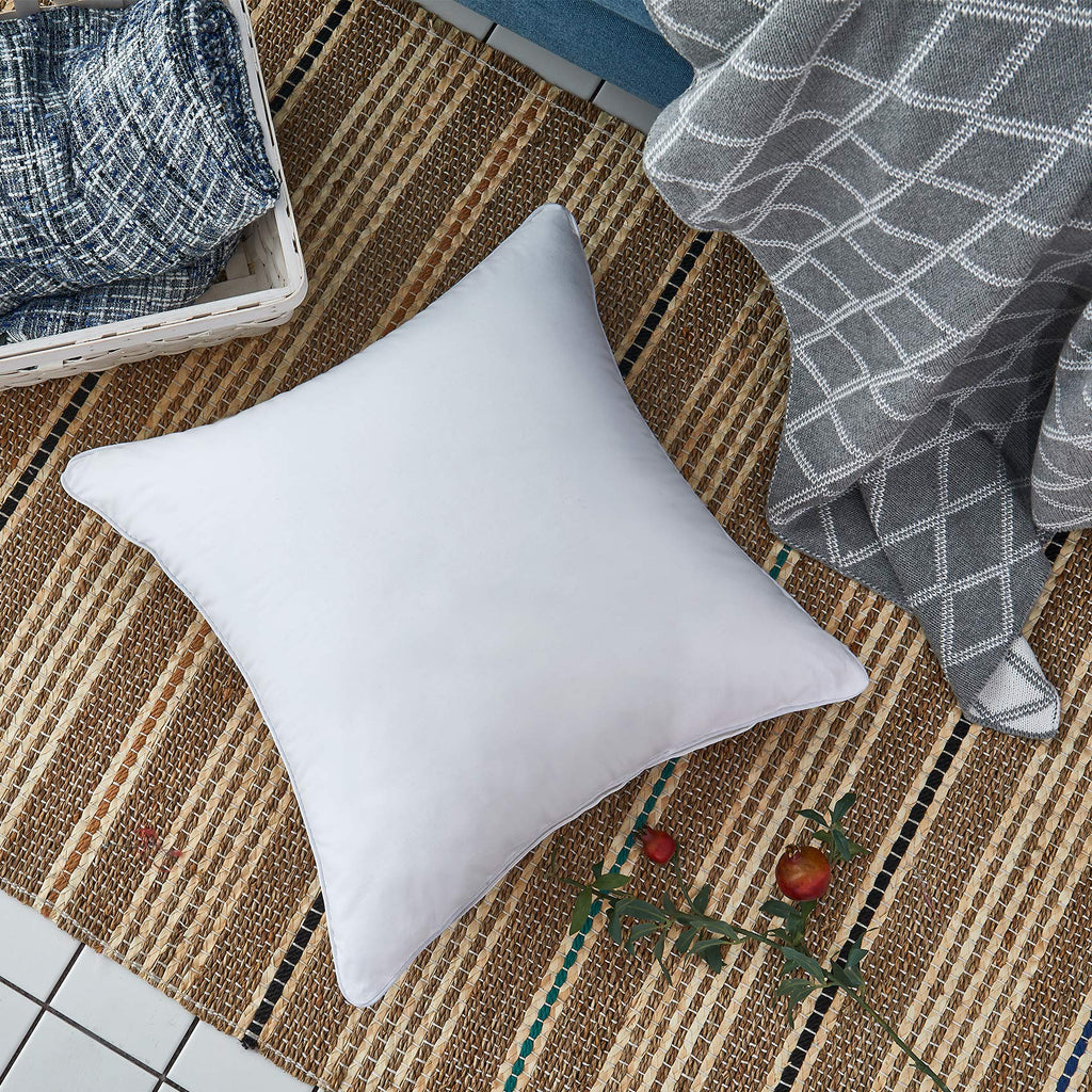 Oubonun 20 x 20 Pillow Inserts (Set of 2) - Throw Pillow Inserts with 100% Cotton Cover - 20 Inch Square Interior Sofa Pillow Inserts - Decorative Pillow Insert Pair - White Couch Pillow
