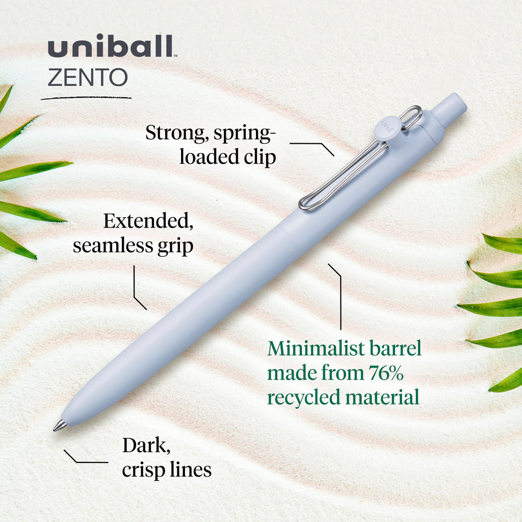 Uniball Zento Gel Ink Rollerball Pens, 12 Black Medium Point Smooth Writing Pens, Colored Japanese Pens, Zen Colors