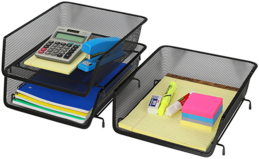 Simple Houseware Stackable Desk File Document Letter Tray Organizer, 3 Packs, Black
