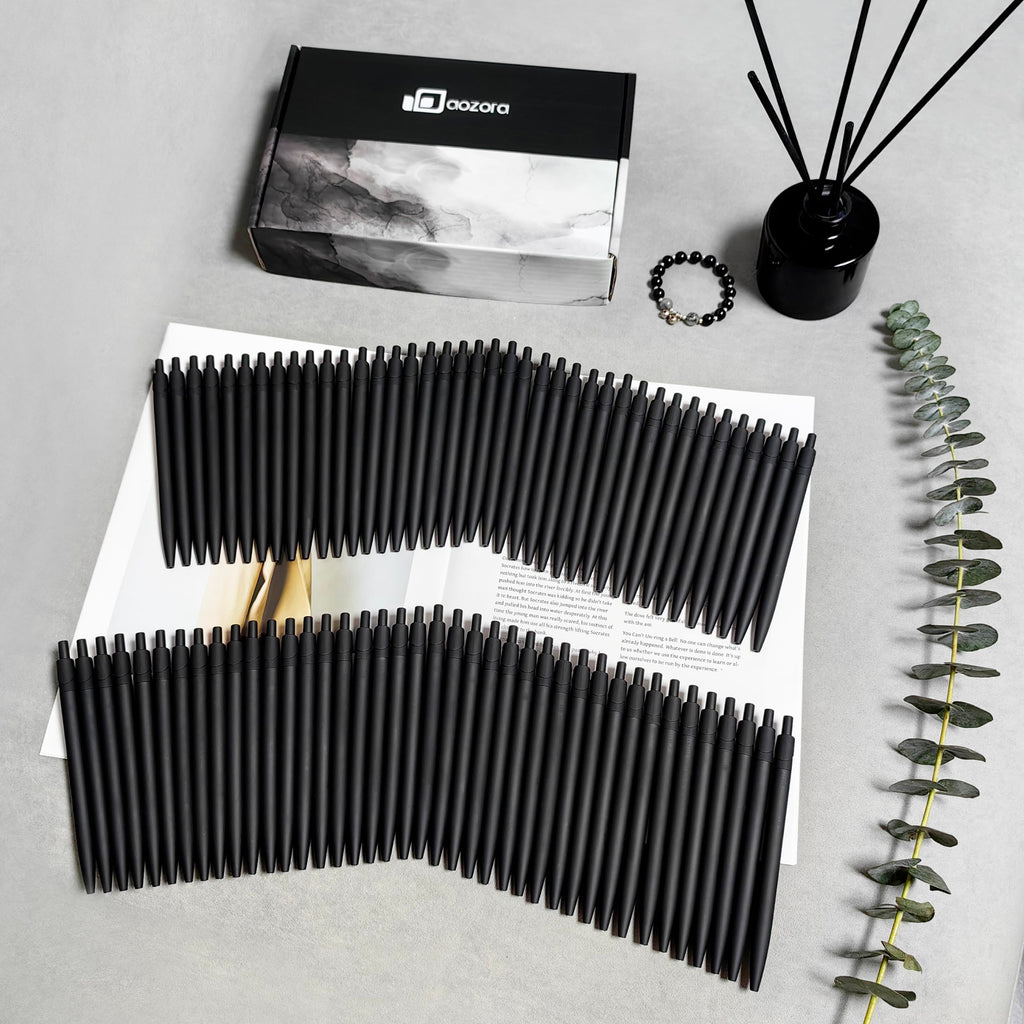 Aozora Pens Bulk 120 Pack Black Click Pens No Bleed Wholesale Retractable Ballpoint Pens Medium Point,Smooth Ink Pens for Journaling School Office Supplies 1.0MM Black Ink