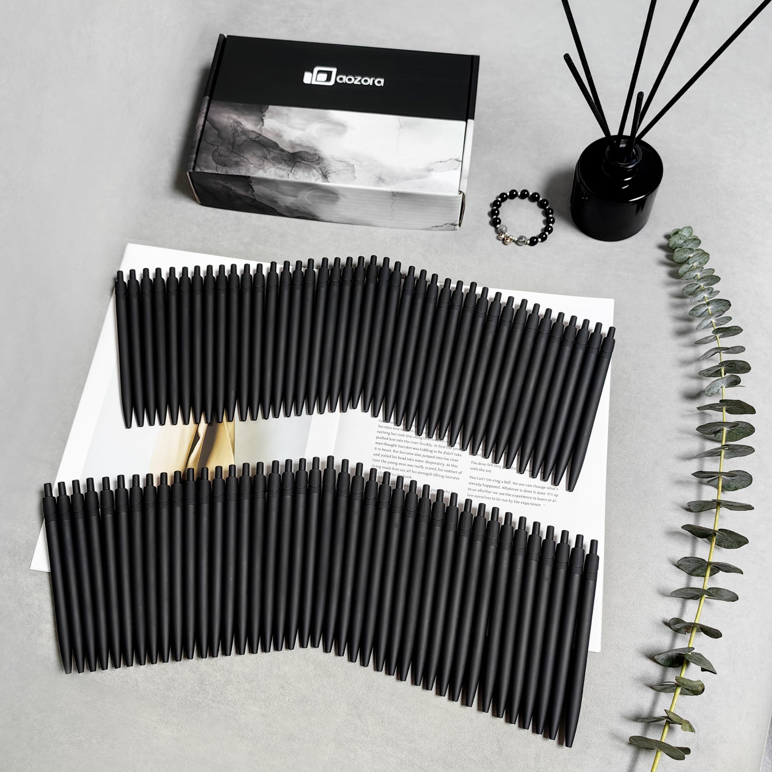 Aozora Pens Bulk 120 Pack Black Click Pens No Bleed Wholesale Retractable Ballpoint Pens Medium Point,Smooth Ink Pens for Journaling School Office Supplies 1.0MM Black Ink