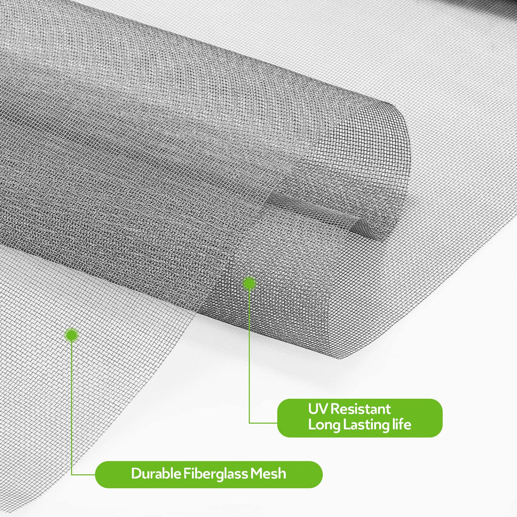 FLYZZZ Screen Door Repair Kit Replaceable Window Screen Kit 39''x78'' Grey Fiberglass Mesh Insect for Fiberglass Door, Window Screen (100x200, Dark Gray)