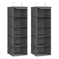 SONGMICS Hanging Closet Organizer, Set of 2, Hanging Storage Shelves, Space-Saving and Foldable, Metal Hooks and Bamboo Inserts, Gray
