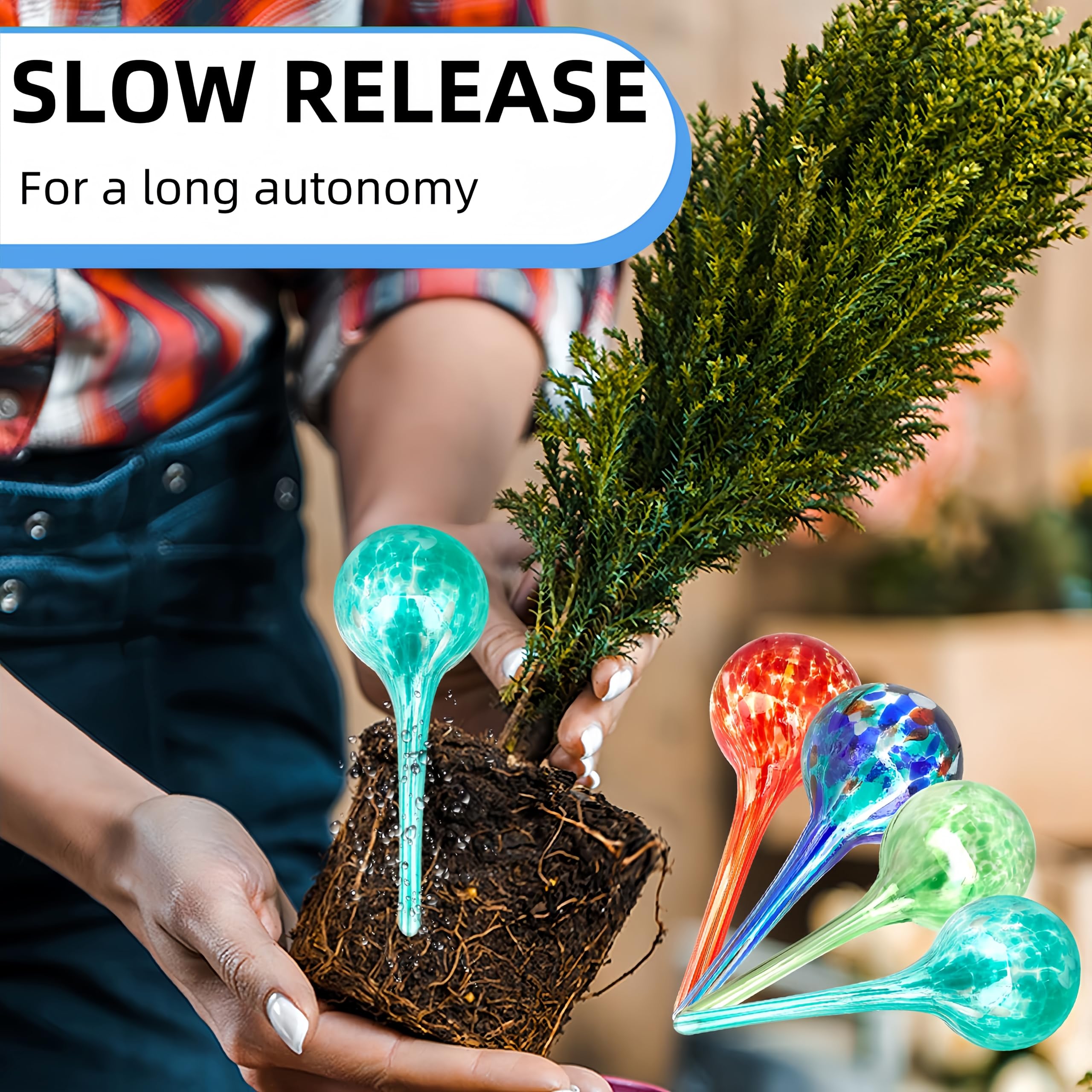 Plant Self Watering Globes Colorfules - Set of 4 Pcs, Plant Watering Devices, Watering Bulbs for Indoor & Outdoor Plants