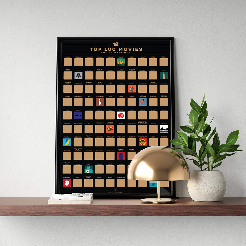 Enno Vatti 100 Movies Scratch Off Poster - Bucket List Movie Poster - Top Must-See Films for Movie Lovers - Date Night Ideas - Top Films of All Time Wall Decor - Cinema Challenge Chart - 42x59,4 cm