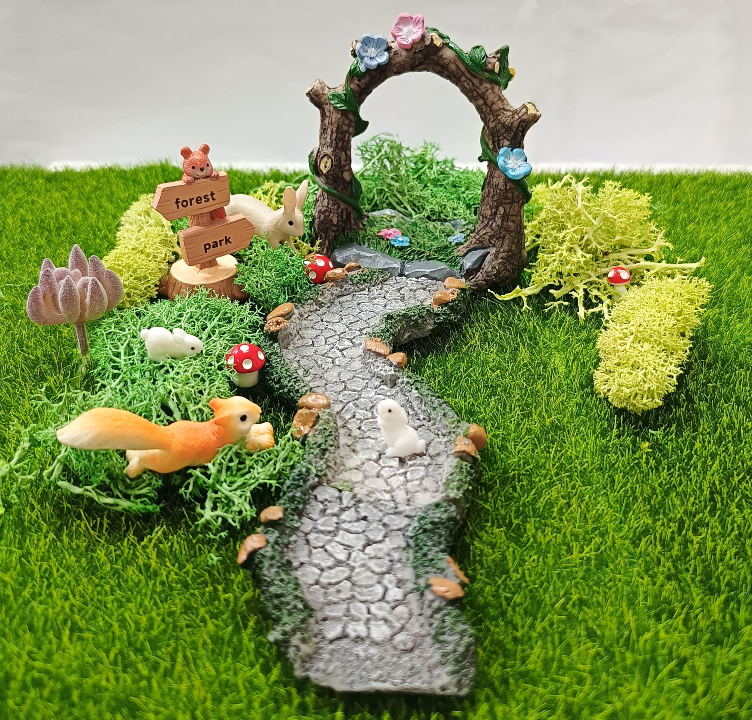QuarenDen 27 Pcs Fairy Garden Accessories, Fairy Garden Kit, Garden Archway, Resin Path, Miniature Garden Figurines, Fairy Wild Garden Supplies for DIY Dollhouse