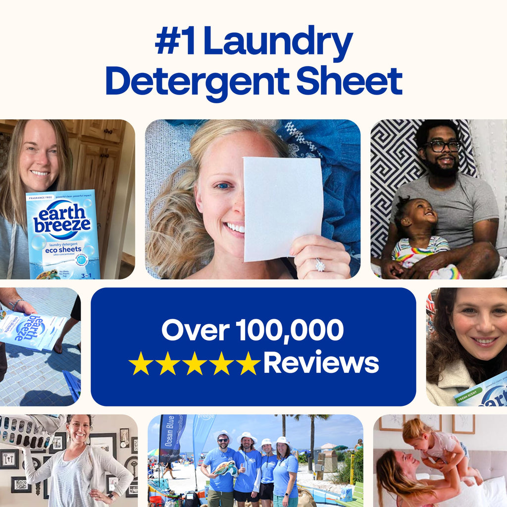 Earth Breeze Laundry Detergent Sheets Fragrance-Free - 60 Loads Eco Liquidless Soap - Travel-Friendly for Hot & Cold Cycles, Tackles Tough Stains & Odors - Gentle on Sensitive Skin, 30 Ct