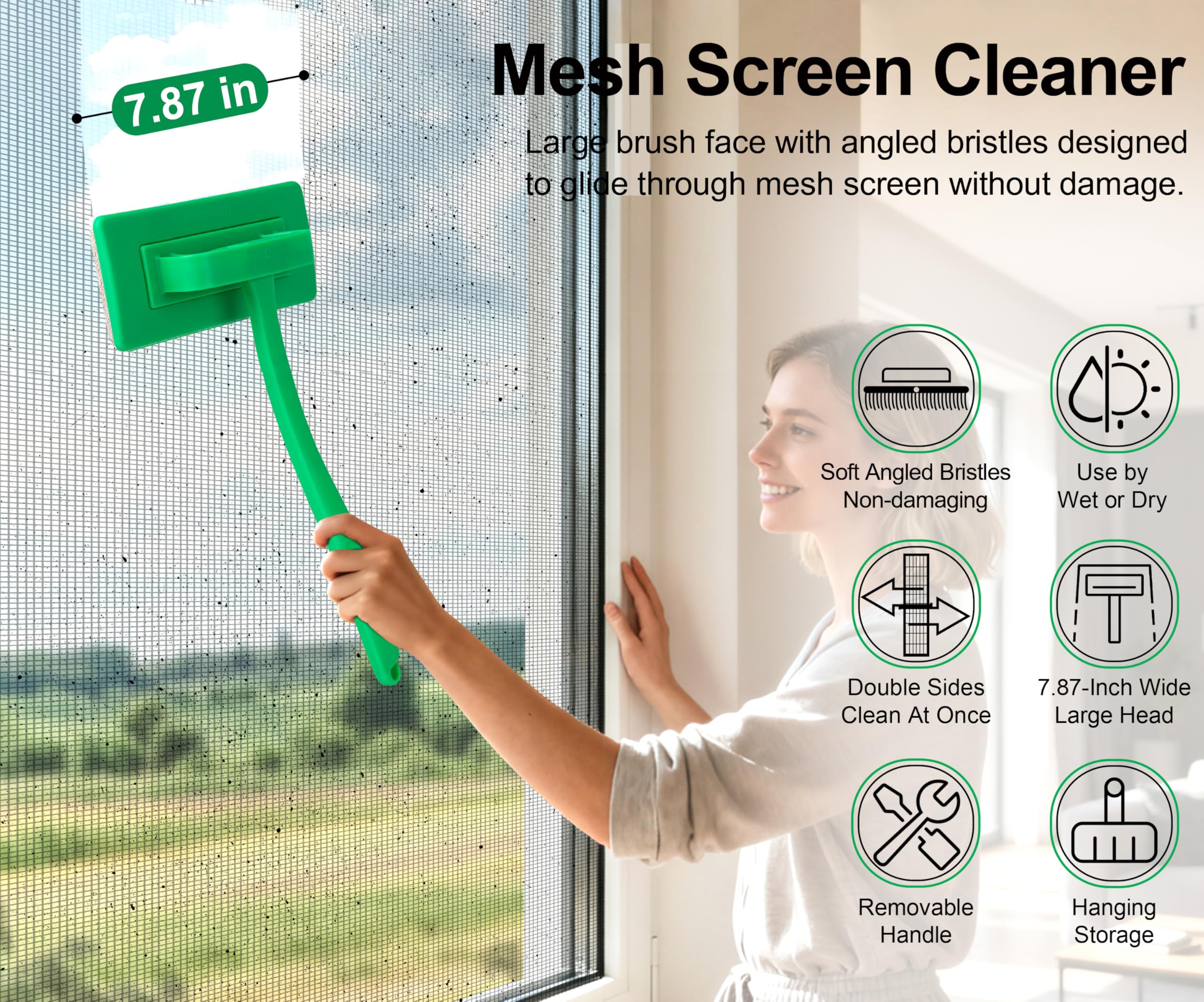 MyLifeUNIT Mesh Screen Cleaner, Window Screen Cleaning Brush Washing Equipment, Detachable Window Cleaner Tool with Wet and Dry Dual-Use