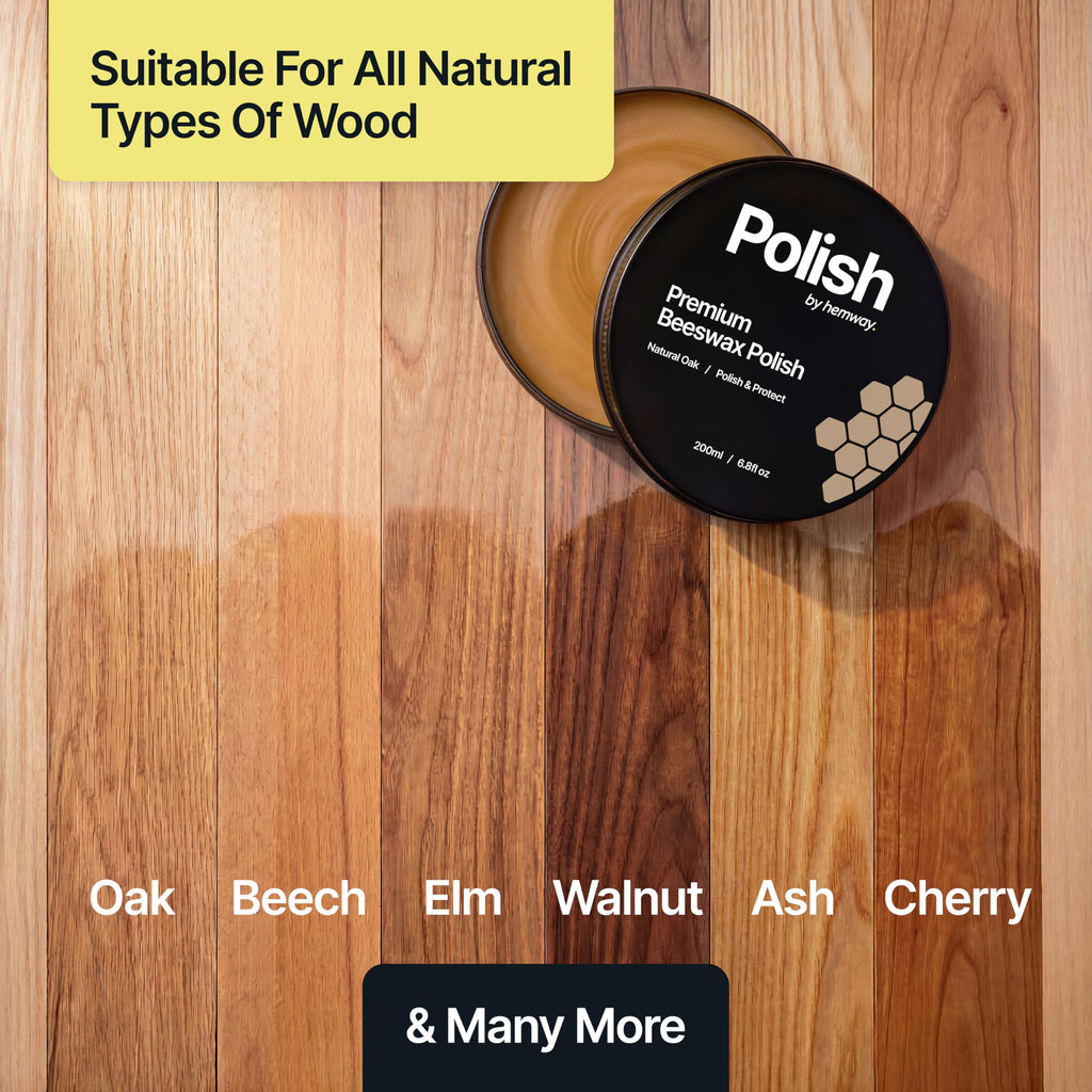 Natural Oak Beeswax Furniture Polish 200 ml / 6.8 fl oz, & 2 Lint-Free Cloths, Natural Furniture Wax for Wood Protection, Modern, Antique, Wood, Furniture, Restores & Protects, Long-Lasting Bees Wax