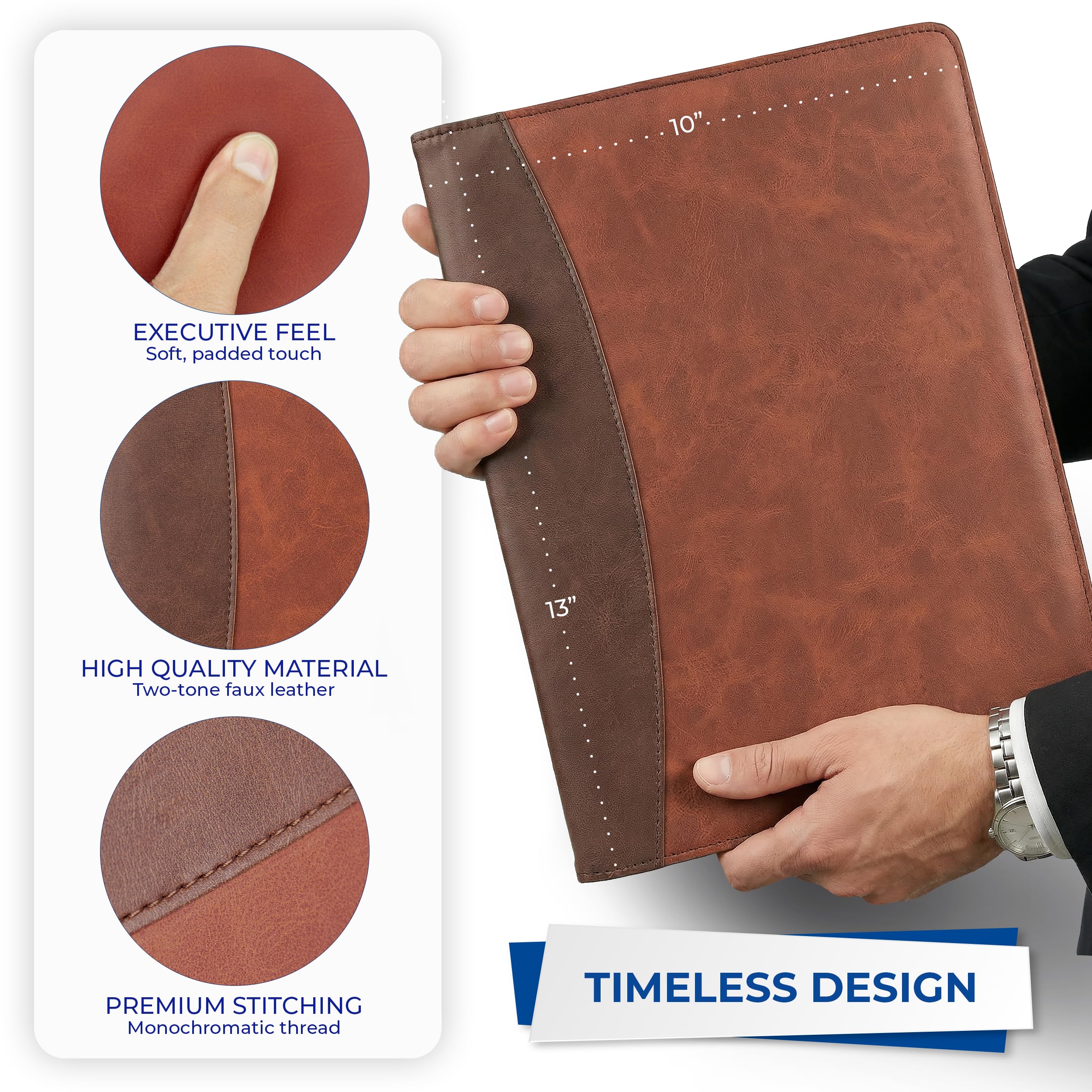 Samsill Two-Tone Padfolio, Resume Portfolio, Business Portfolio, with 8.5 x 11 Writing Pad, Brown and Dark Brown