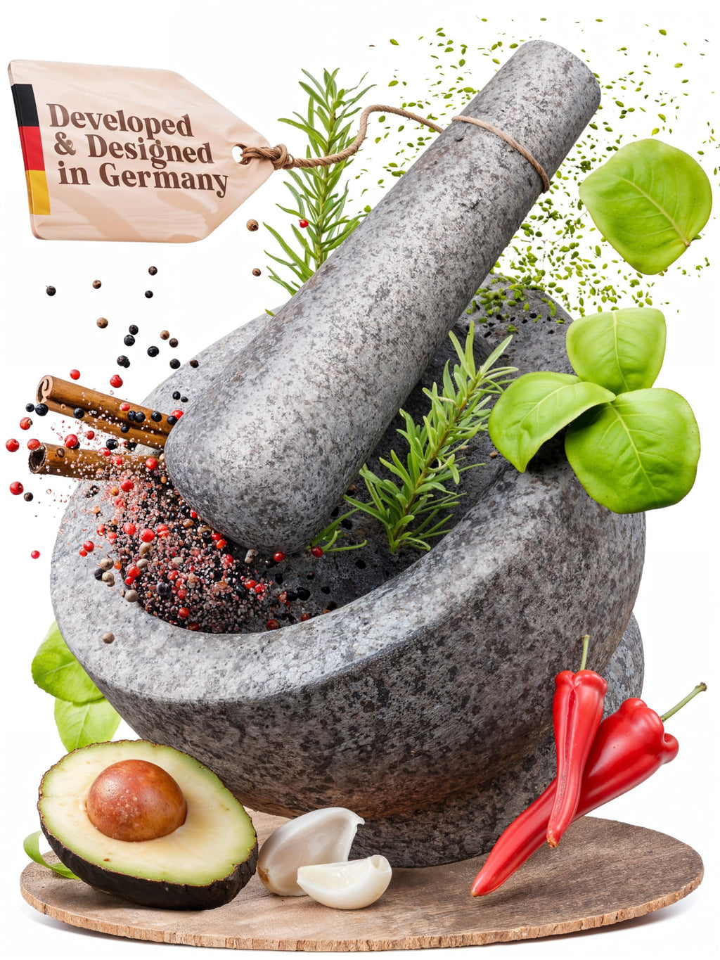 ChefSofi 1.5 Cup-Capacity Mortar and Pestle Set - Unpolished Heavy Granite for Enhanced Performance and Organic Appearance Gray 1.5-Cups