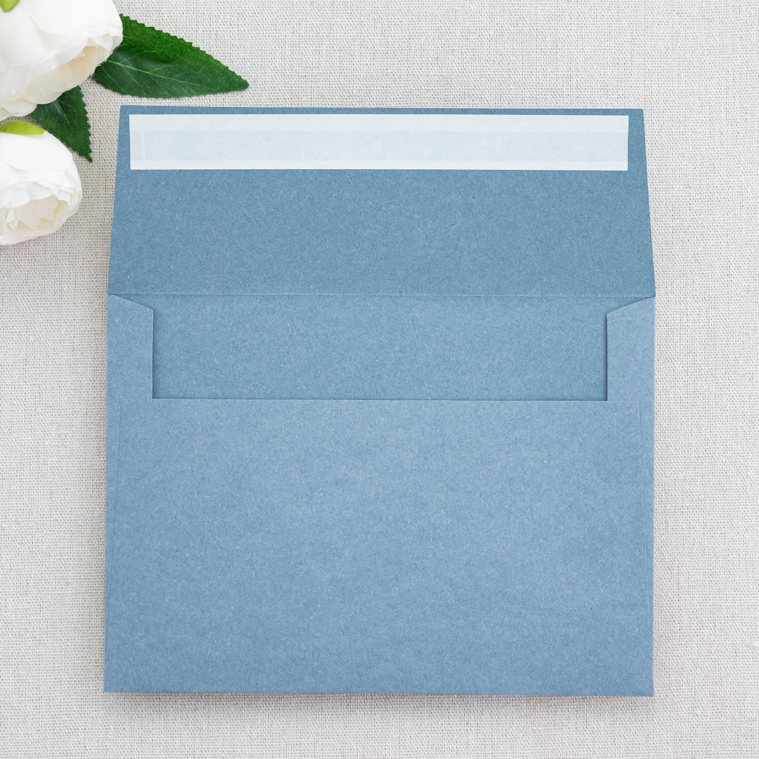 PONATIA 50 Pieces 5x7 Envelopes, A7 Envelopes Self Seal for Weddings, Invitation Cards, Photos, Postcards, Greeting Cards Mailing, Baby Shower, Graduation, Christmas Gift Cards (Dusty Blue)