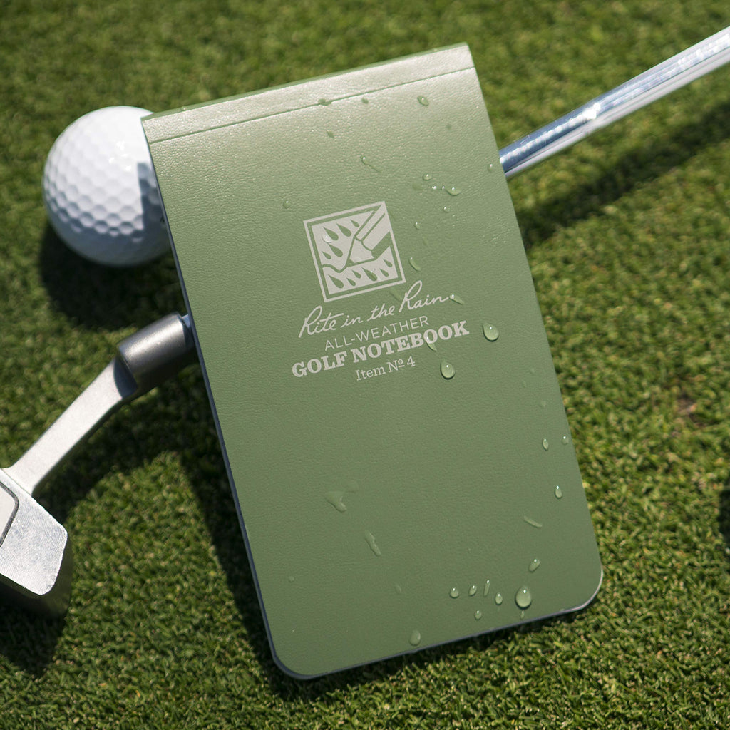 Rite in the Rain All Weather Golf Notebook, 3.5" x 6", Green Field Flex, Club Yardage Book & Hole Notes (No. 4)