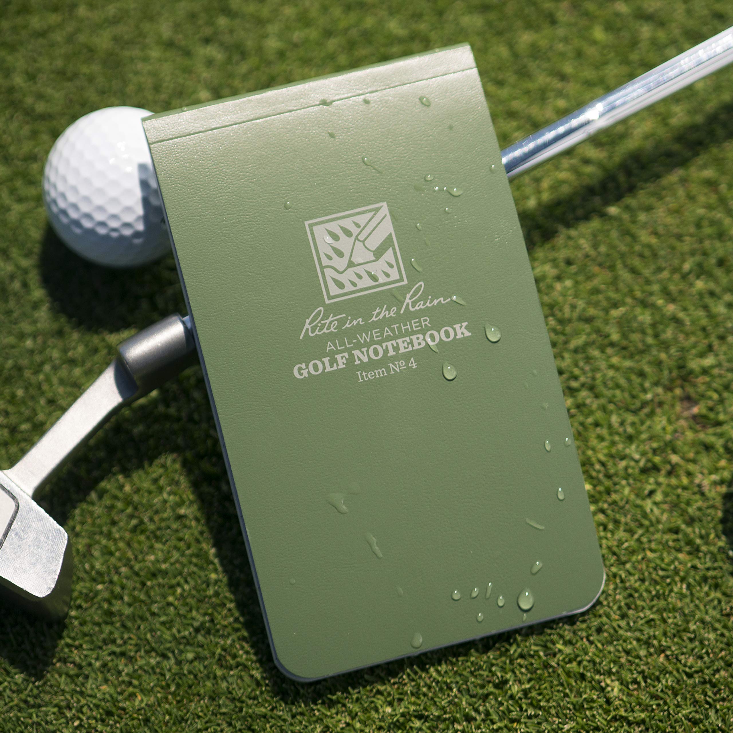 Rite in the Rain All Weather Golf Notebook, 3.5" x 6", Green Field Flex, Club Yardage Book & Hole Notes (No. 4)