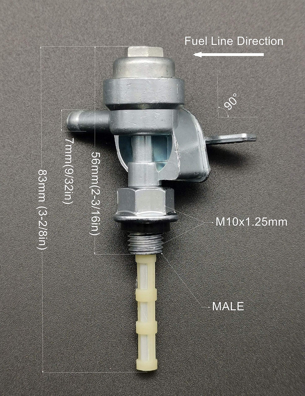 YAMAKATO Generator Fuel Shut Off Valve Petcock M10X1.25 for 1/4 inch Fuel Line, Tank On Off Gas Switch, with Filter