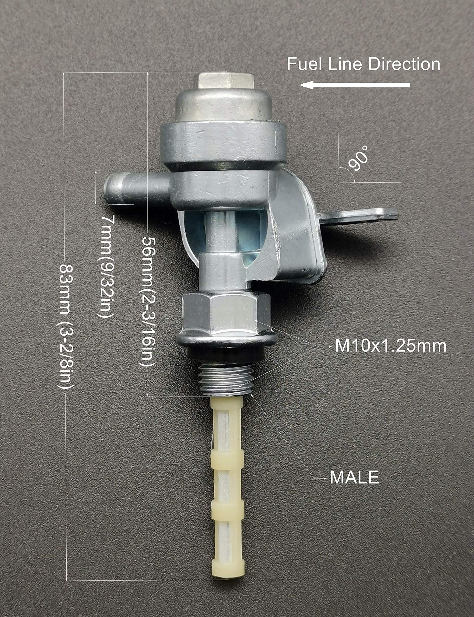 YAMAKATO Generator Fuel Shut Off Valve Petcock M10X1.25 for 1/4 inch Fuel Line, Tank On Off Gas Switch, with Filter