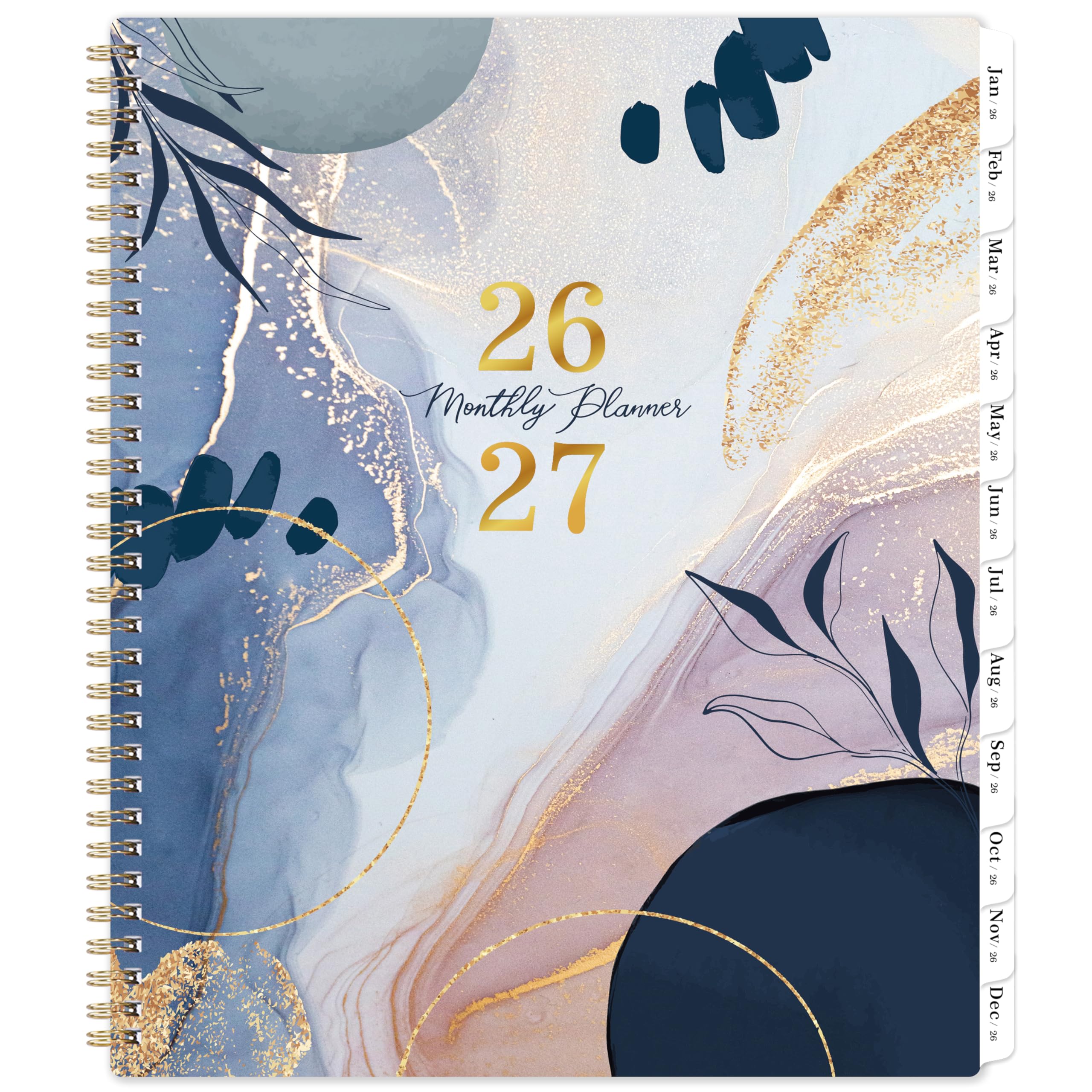 2026-2027 Monthly Planner - JAN 2026 - DEC 2027, 8.5" x 11" 24 Monthly Planner 2026-2027, Calendar Planner with Tabs, Inner Pocket, Thick Paper - Leaf Sand