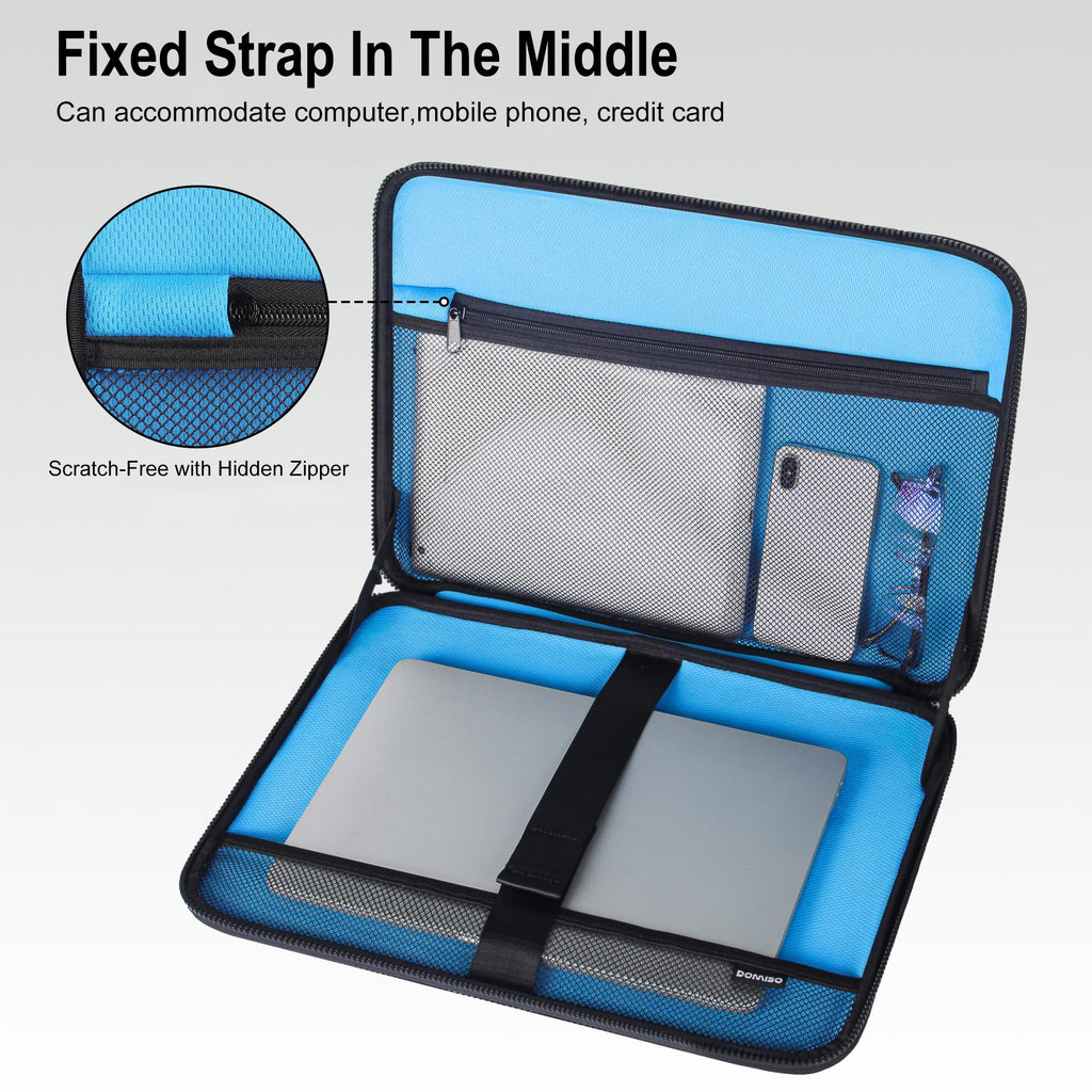 DOMISO 15.6-16 Inch Laptop Hard Case, Shockproof Waterproof Laptop Sleeve with Retractable Handle for MacBook Pro, Chromebook, HP, Acer, ASUS, Lenovo, Dell Laptop Notebook Ultrabook, Black