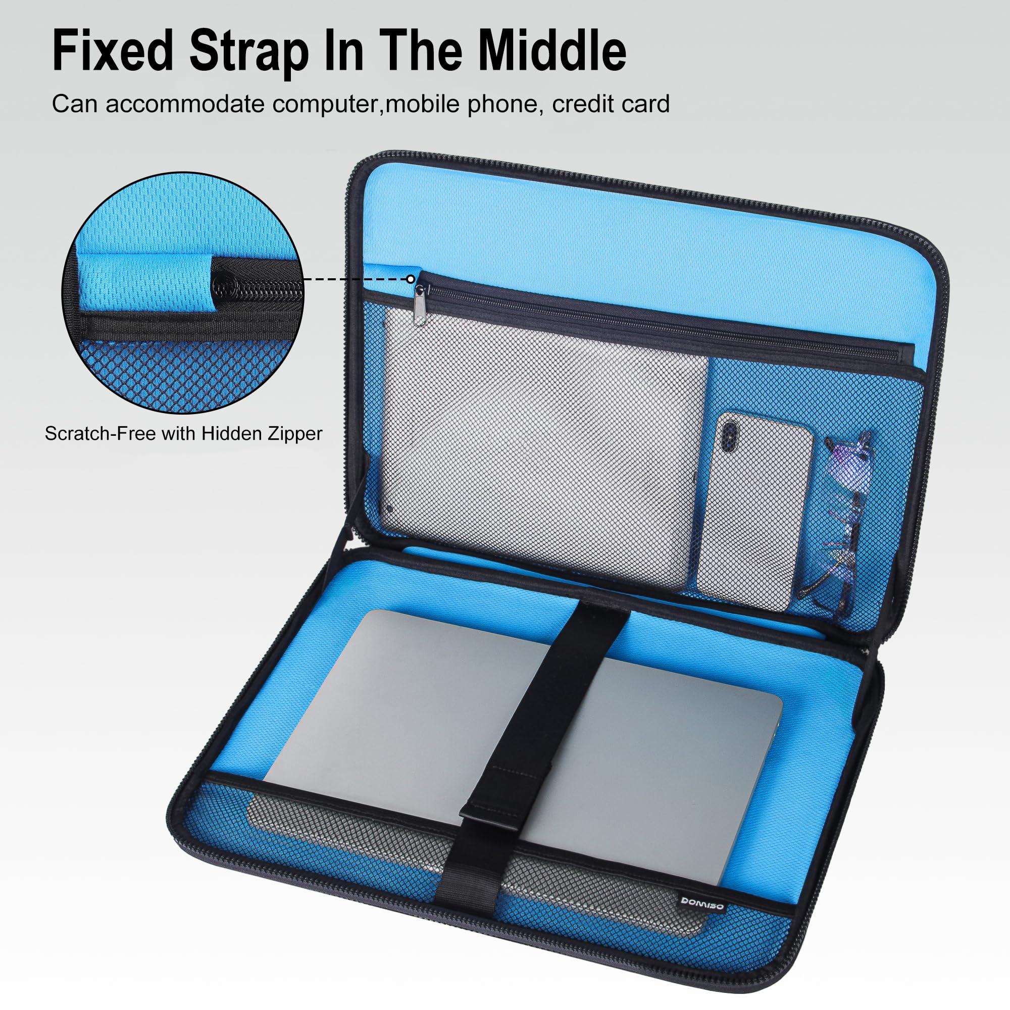 DOMISO 15.6-16 Inch Laptop Hard Case, Shockproof Waterproof Laptop Sleeve with Retractable Handle for MacBook Pro, Chromebook, HP, Acer, ASUS, Lenovo, Dell Laptop Notebook Ultrabook, Black