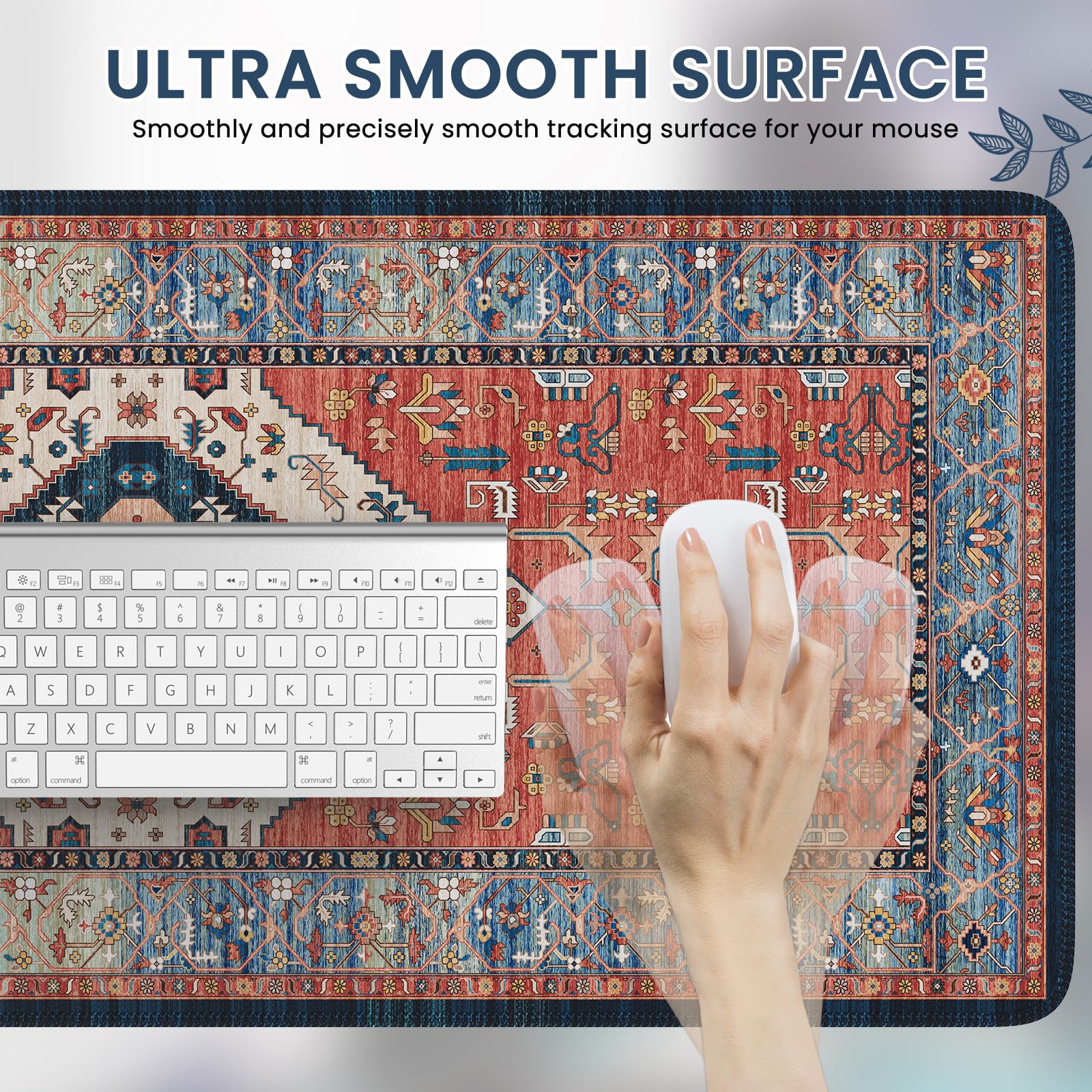 iCasso Rug Desk Mat,Extra Large Desk Pad Non Slip,XXL Keyboard Mat for Home,Long Extended Gaming Mouse Pad with Stitched Edges,Desk Cover Mat for Office Decor(35.4×15.7 Inches)